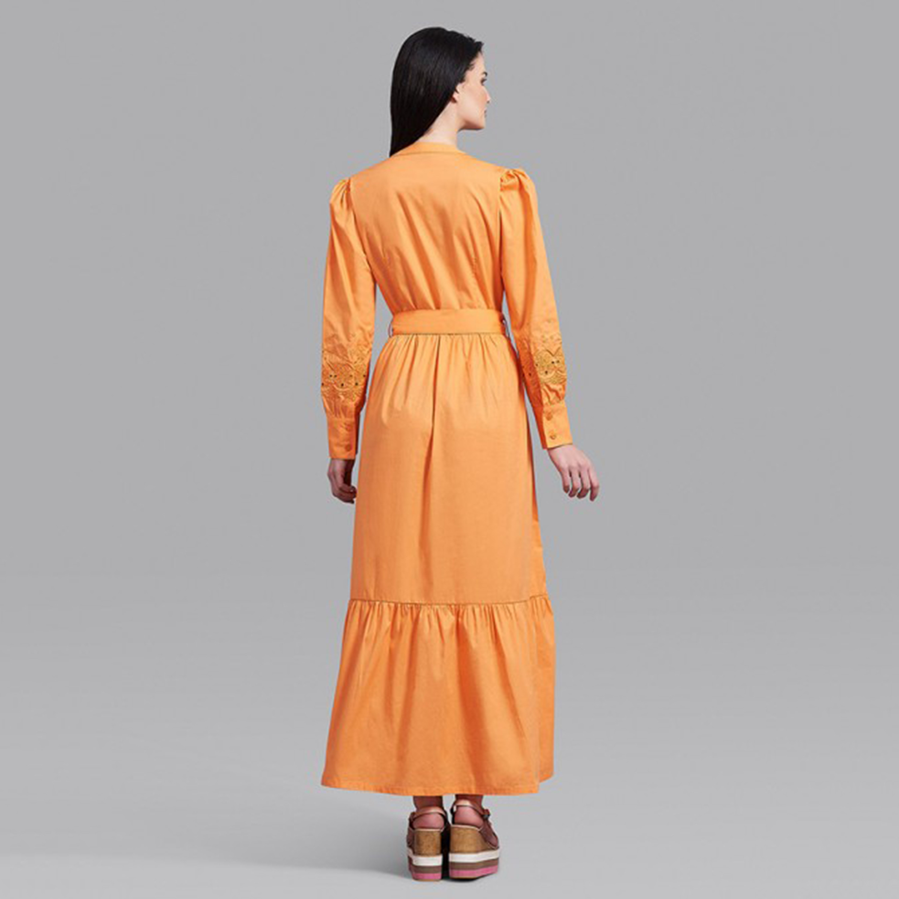 Beverly Hills Polo Club Women Orange Plain Tie Belt Maxi Dress-women-clothing-dresses-image-4