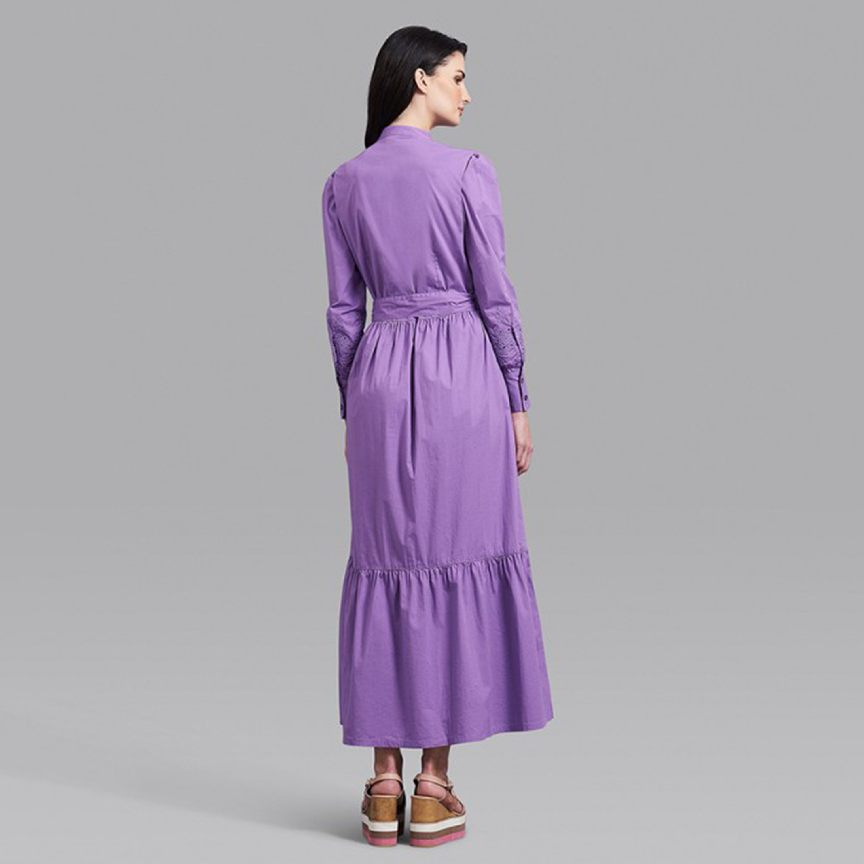 فستان ماكسي نسائي بحزام عنق من بيفرلي هيلز بولو كلوب بلون برتقالي سادة-women-clothing-dresses-image-12