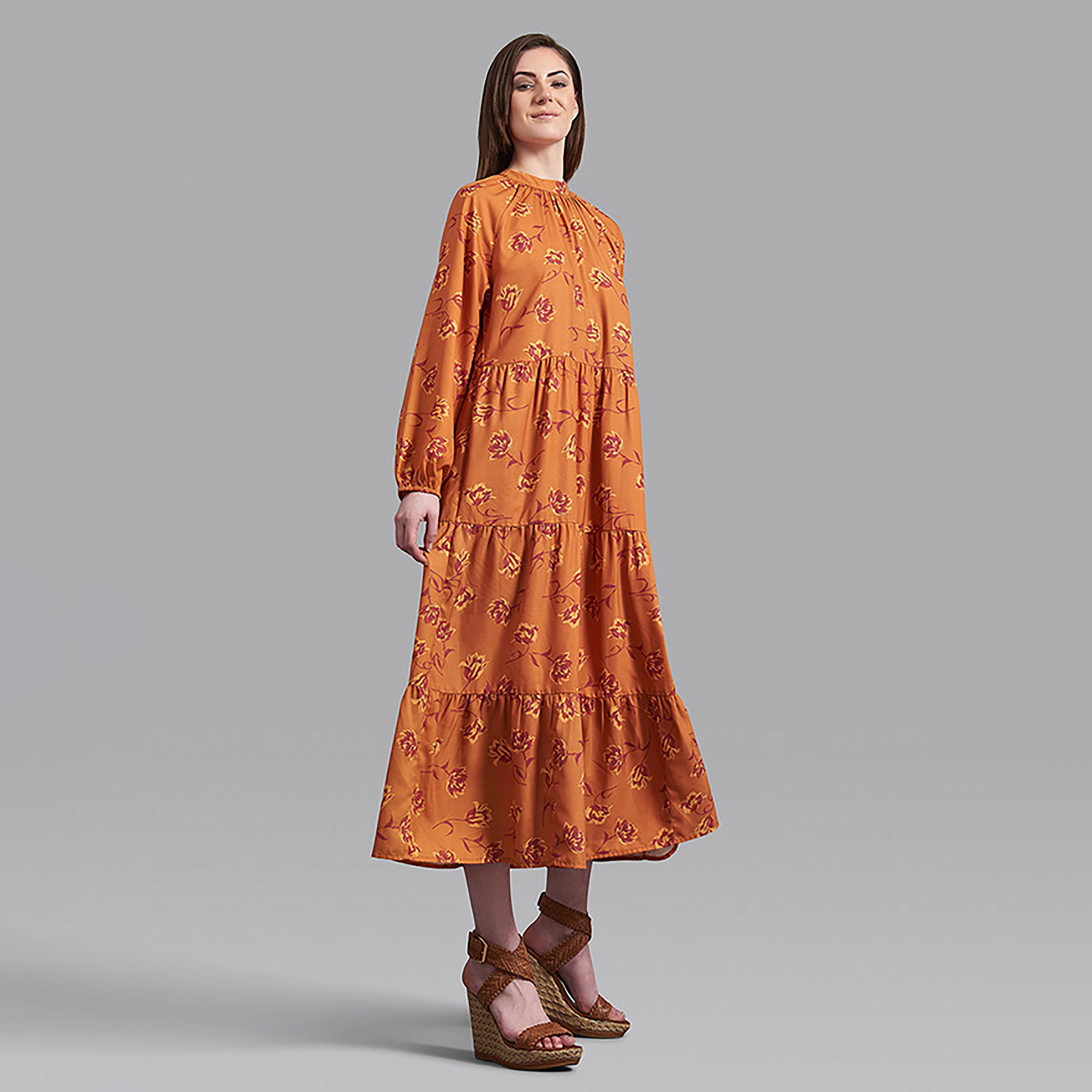 Beverly Hills Polo Club Floral High Neck Midi Dress-women-clothing-dresses-image-2