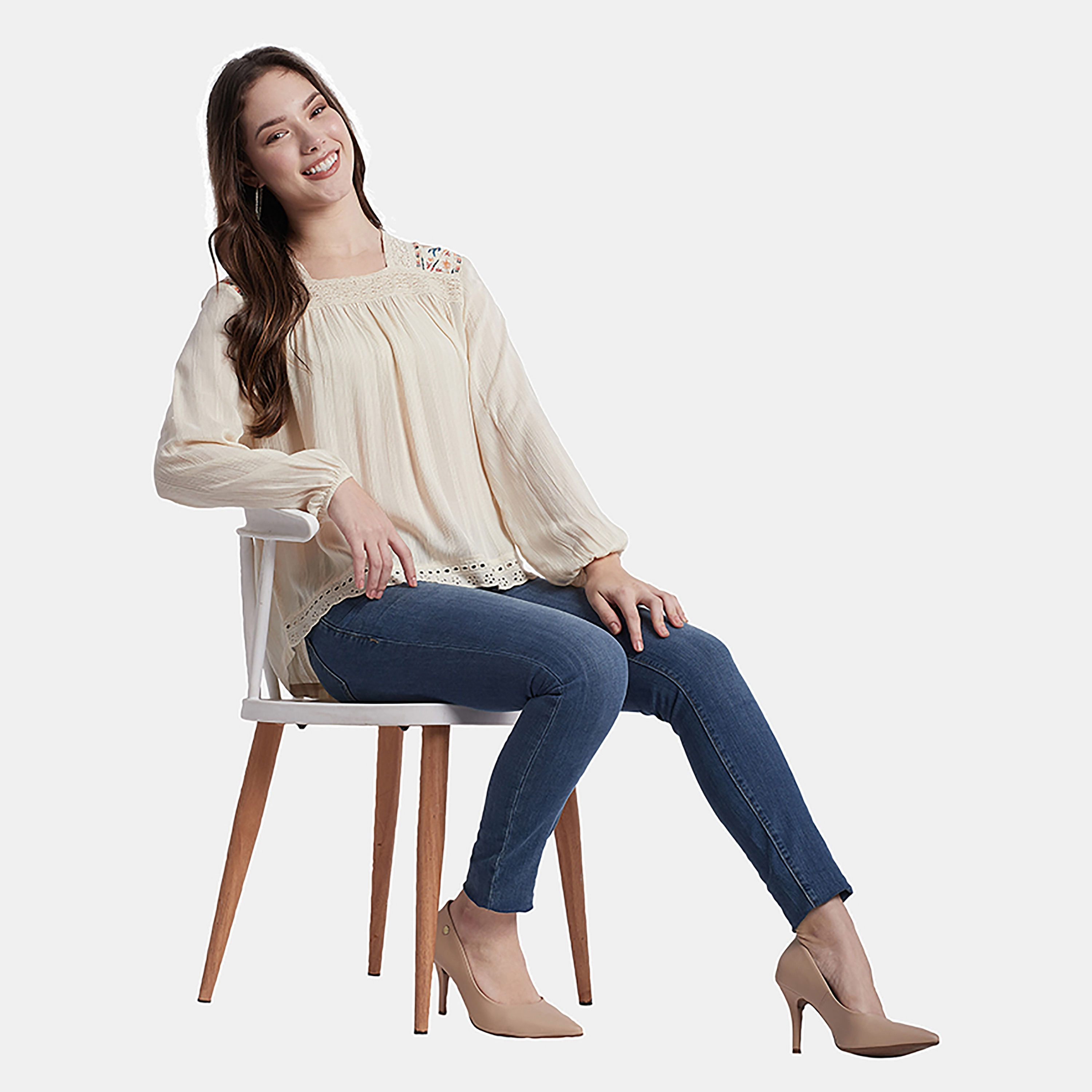 Beverly Hills Polo Club Embroidered Square Neck Long Sleeves Top-women-clothing-shirtsandblouses-blouses-image-2