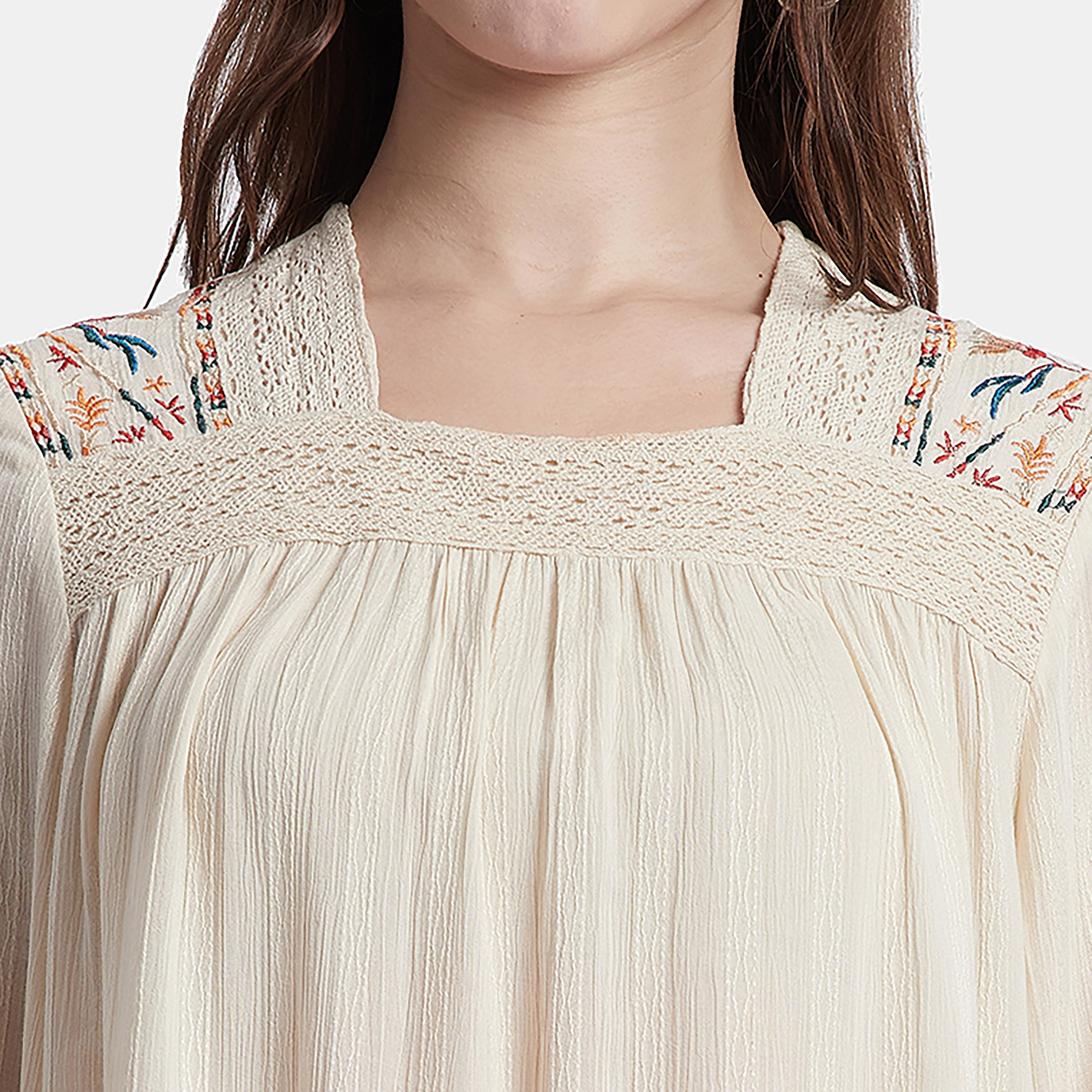 Beverly Hills Polo Club Embroidered Square Neck Long Sleeves Top-women-clothing-shirtsandblouses-blouses-image-3