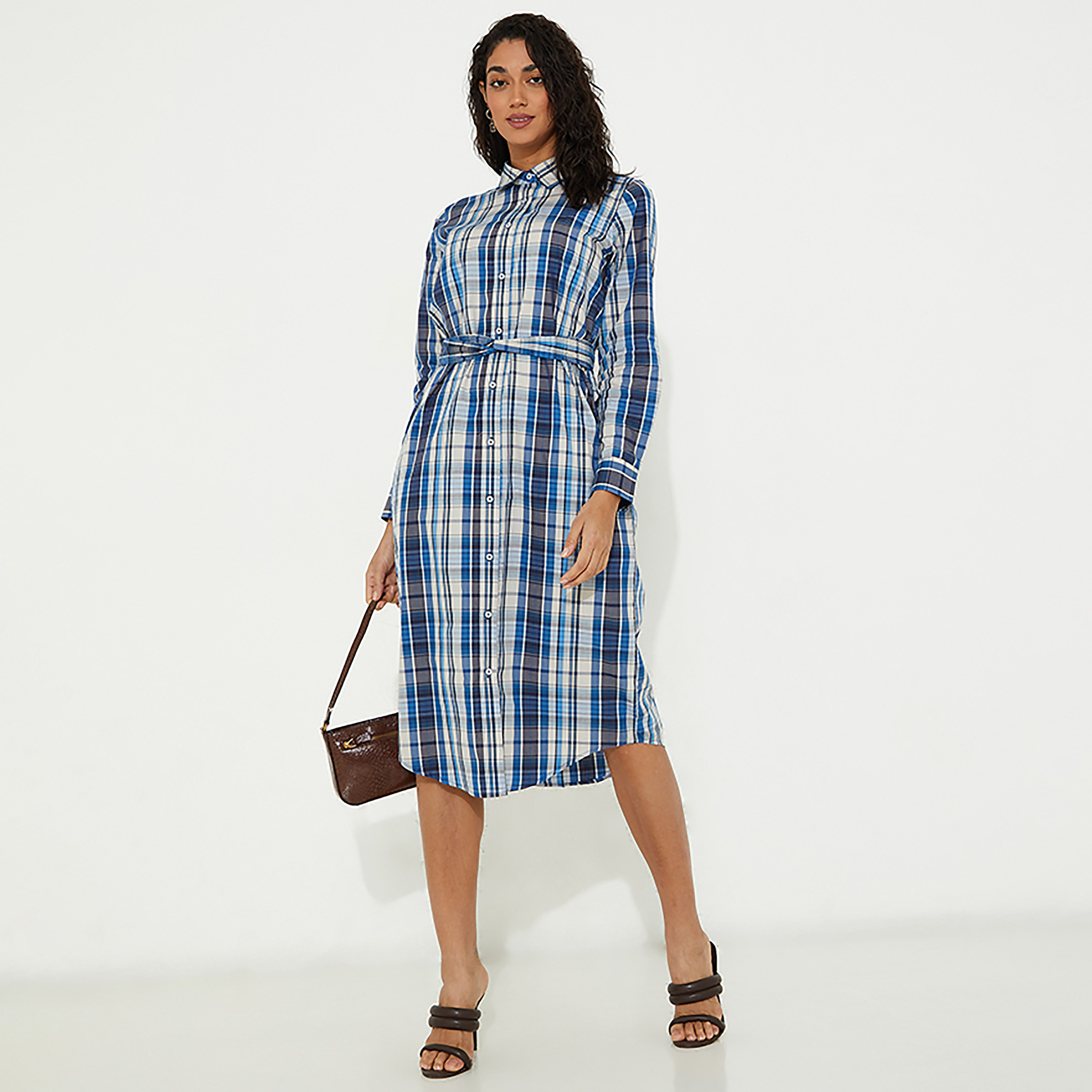 فستان قميص متوسط الطول بياقة مربعات من بيفرلي هيلز بولو كلوب-women-clothing-dresses-image-2