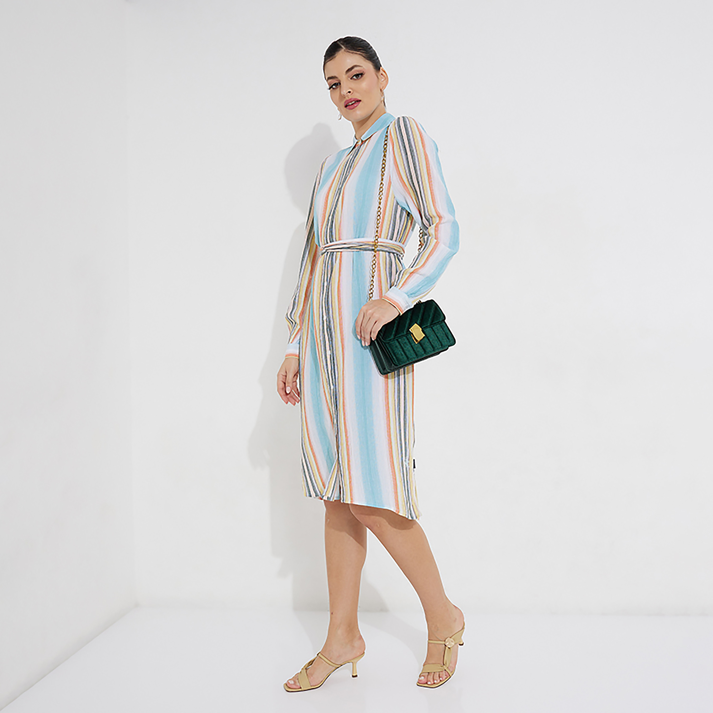 Beverly Hills Polo Club Striped Collared Midi Shirt Dress-women-clothing-dresses-image-2