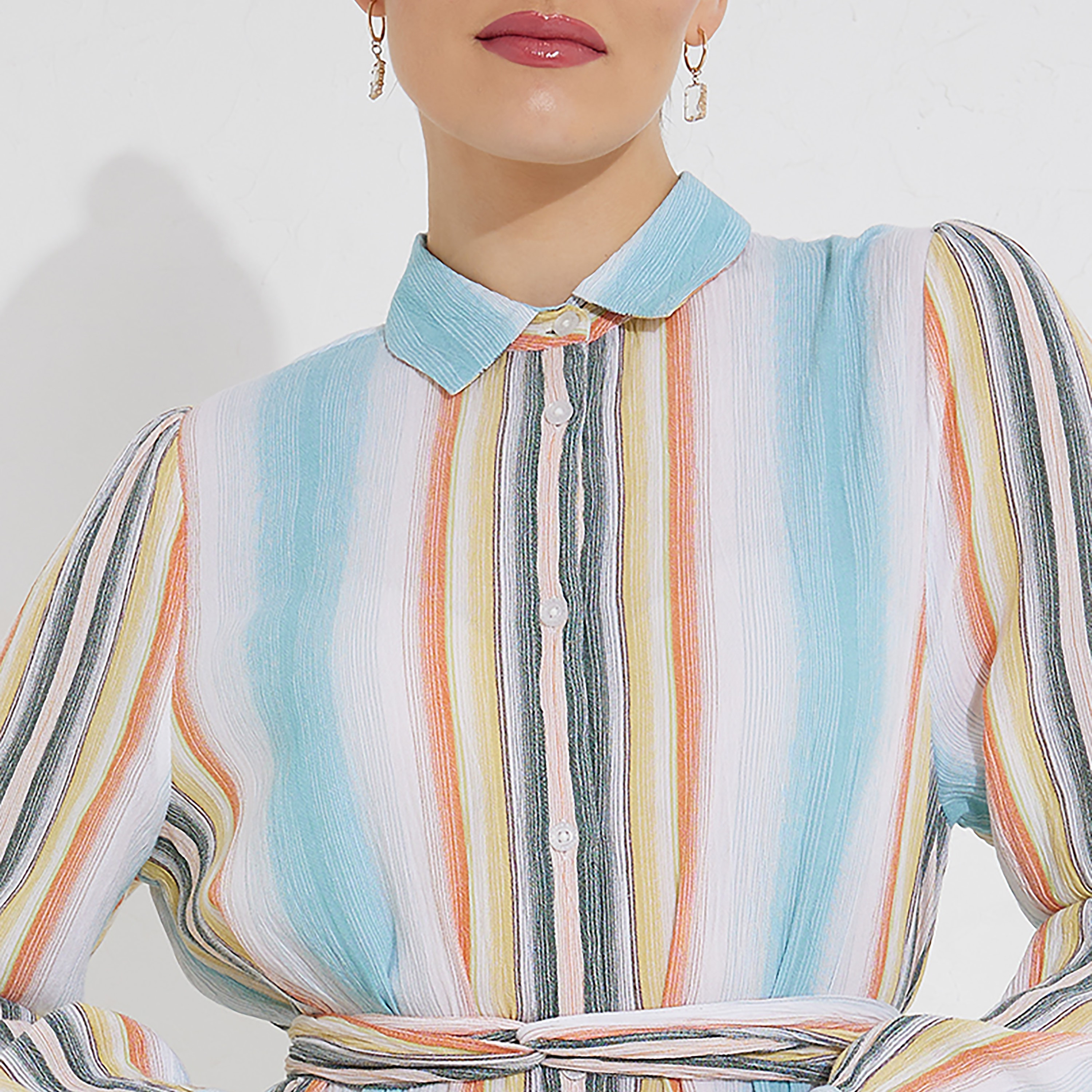 Beverly Hills Polo Club Striped Collared Midi Shirt Dress-women-clothing-dresses-image-3