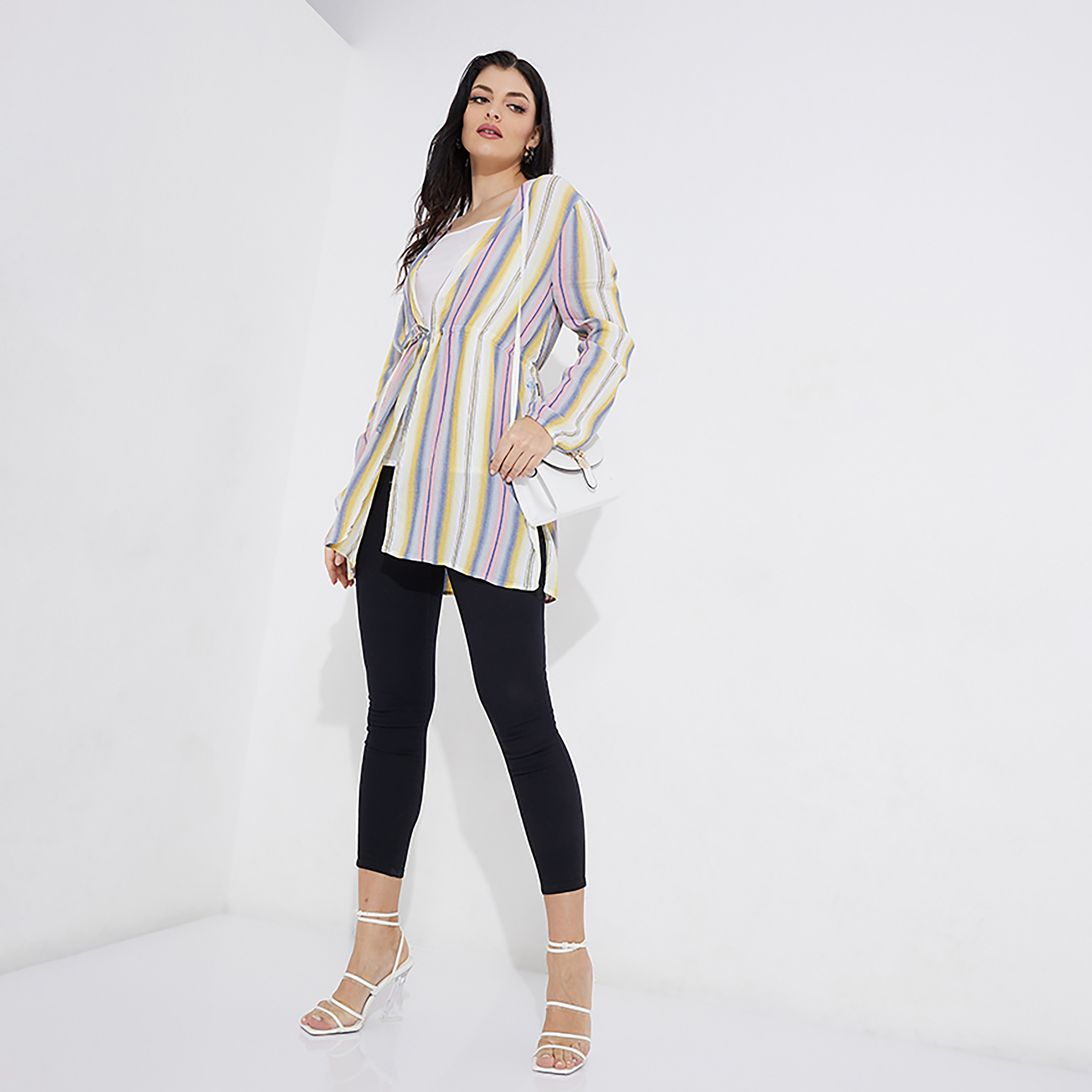 Beverly Hills Polo Club Striped V-Neck Long Sleeves Tie Front Tunic-women-clothing-shirtsandblouses-blouses-image-2