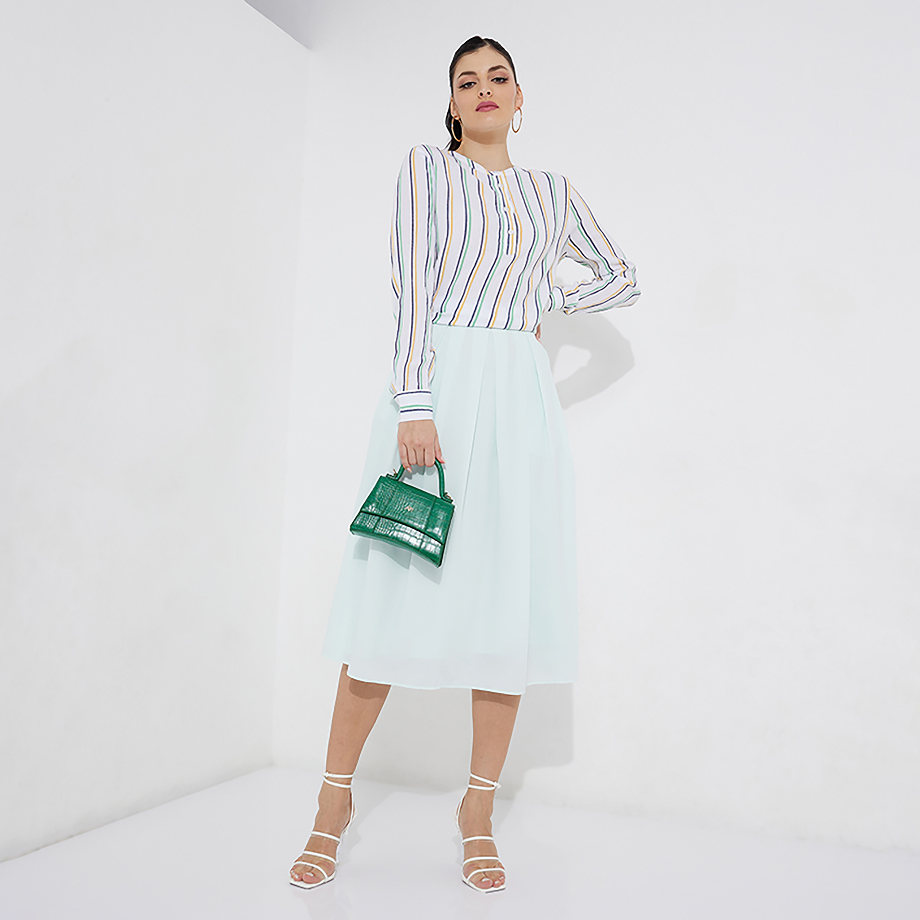 Beverly Hills Polo Club Striped Mandarin Long Sleeves Top-women-clothing-shirtsandblouses-blouses-image-2