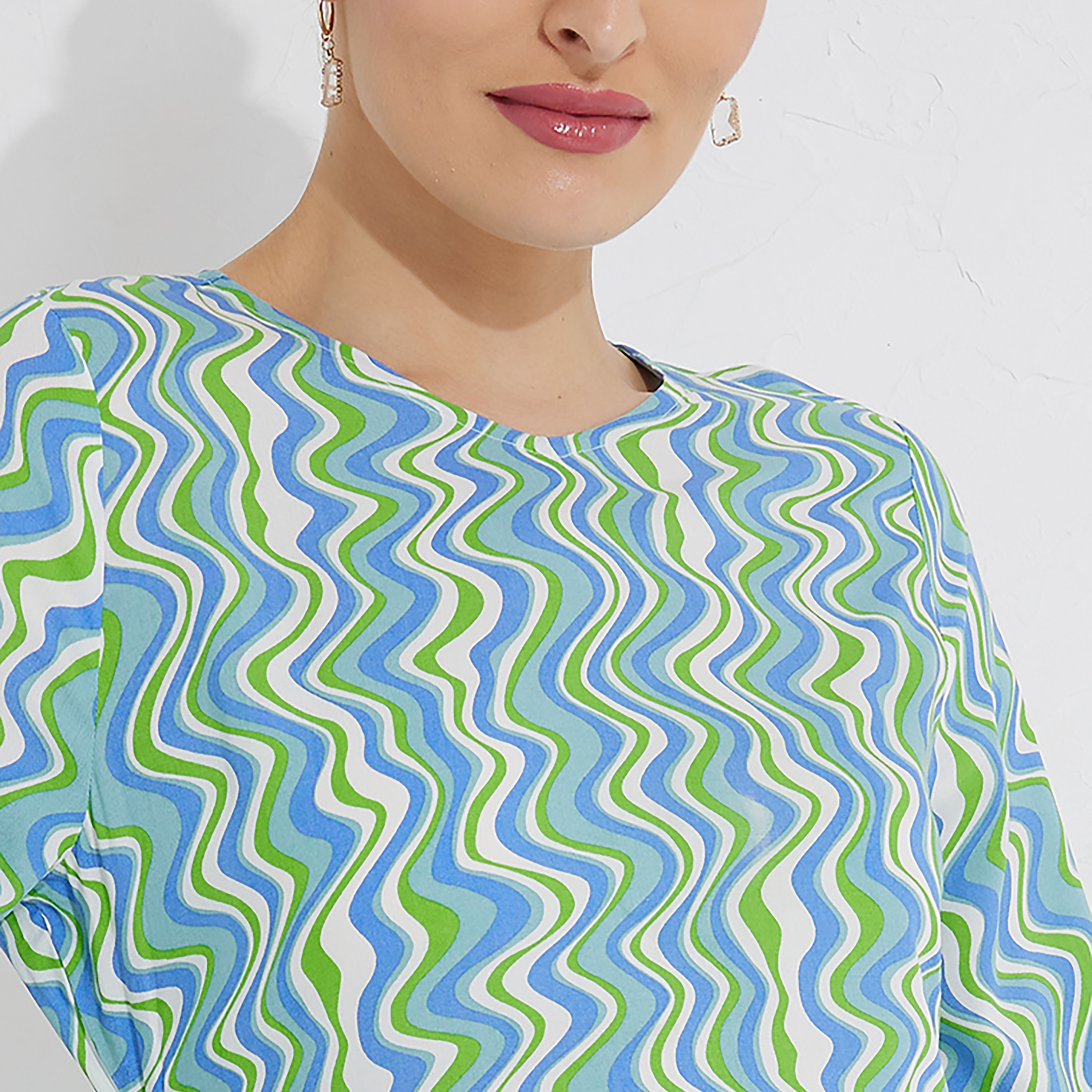 فستان ميدي ذو اى لاين بياقة دائرية مع طبعات من بيفرلي هيلز بولو كلوب-women-clothing-dresses-image-3