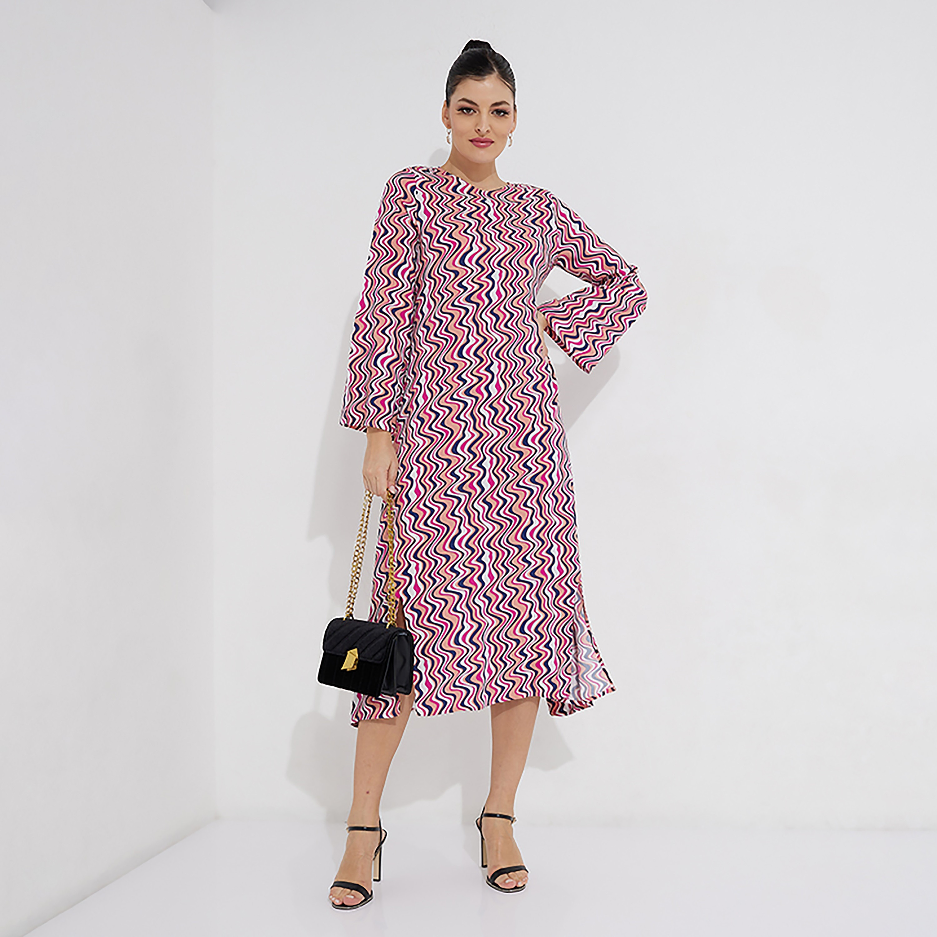 Beverly Hills Polo Club Printed Round Neck A-Line Midi Dress-PROMO_CP_BHPC_101125-image-2