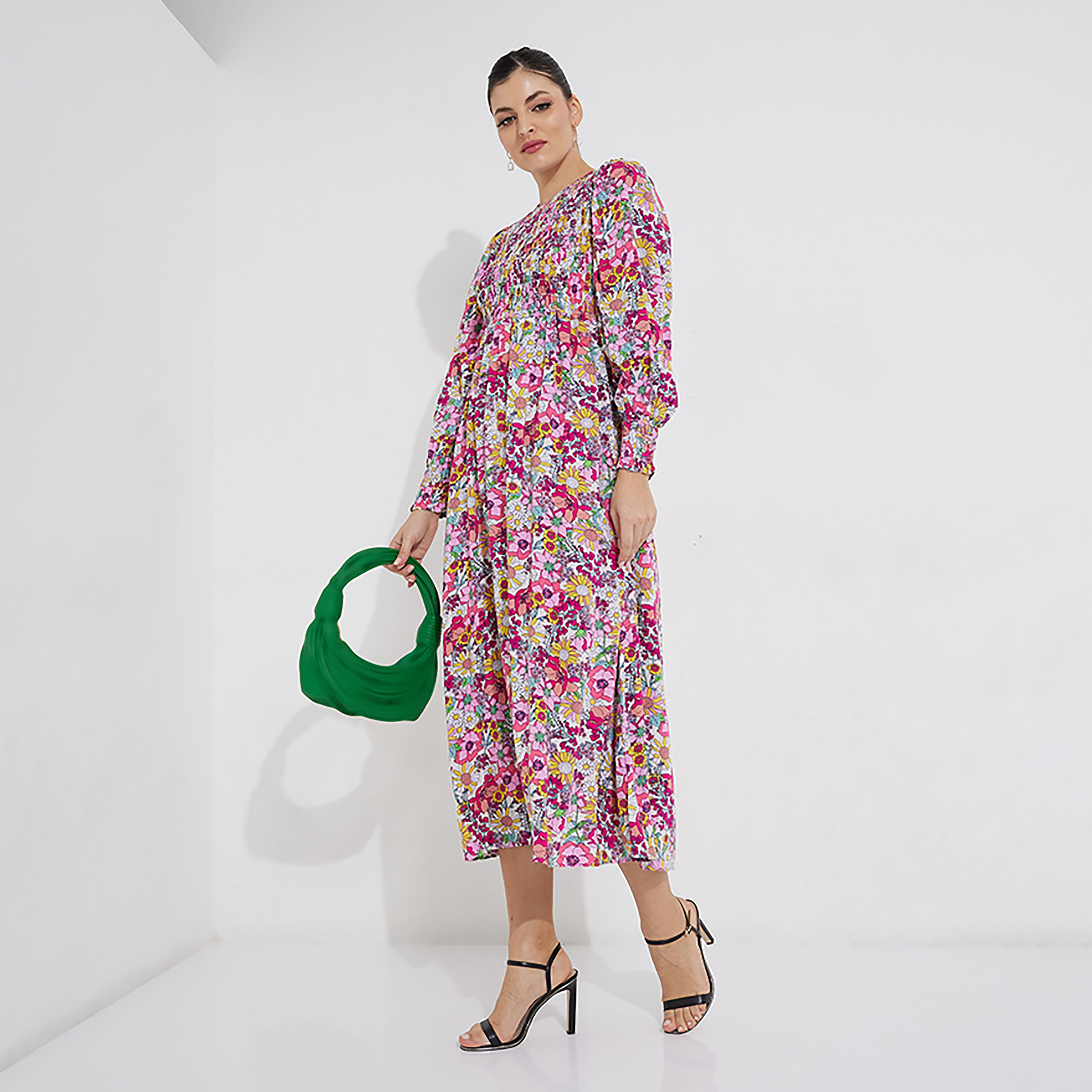 Beverly Hills Polo Club Floral Round Neck Flare Midi Dress-women-clothing-dresses-image-2