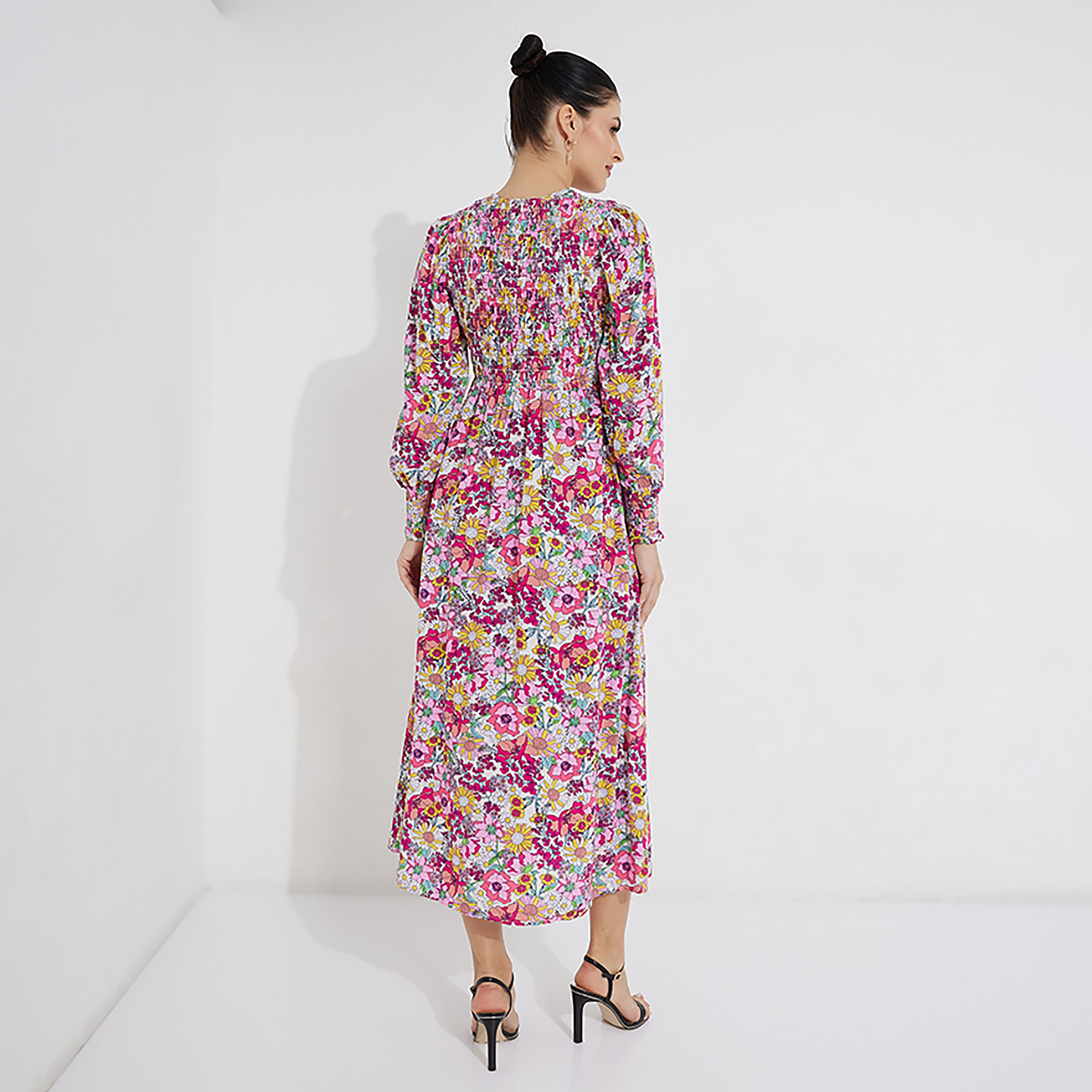 Beverly Hills Polo Club Floral Round Neck Flare Midi Dress-women-clothing-dresses-image-4