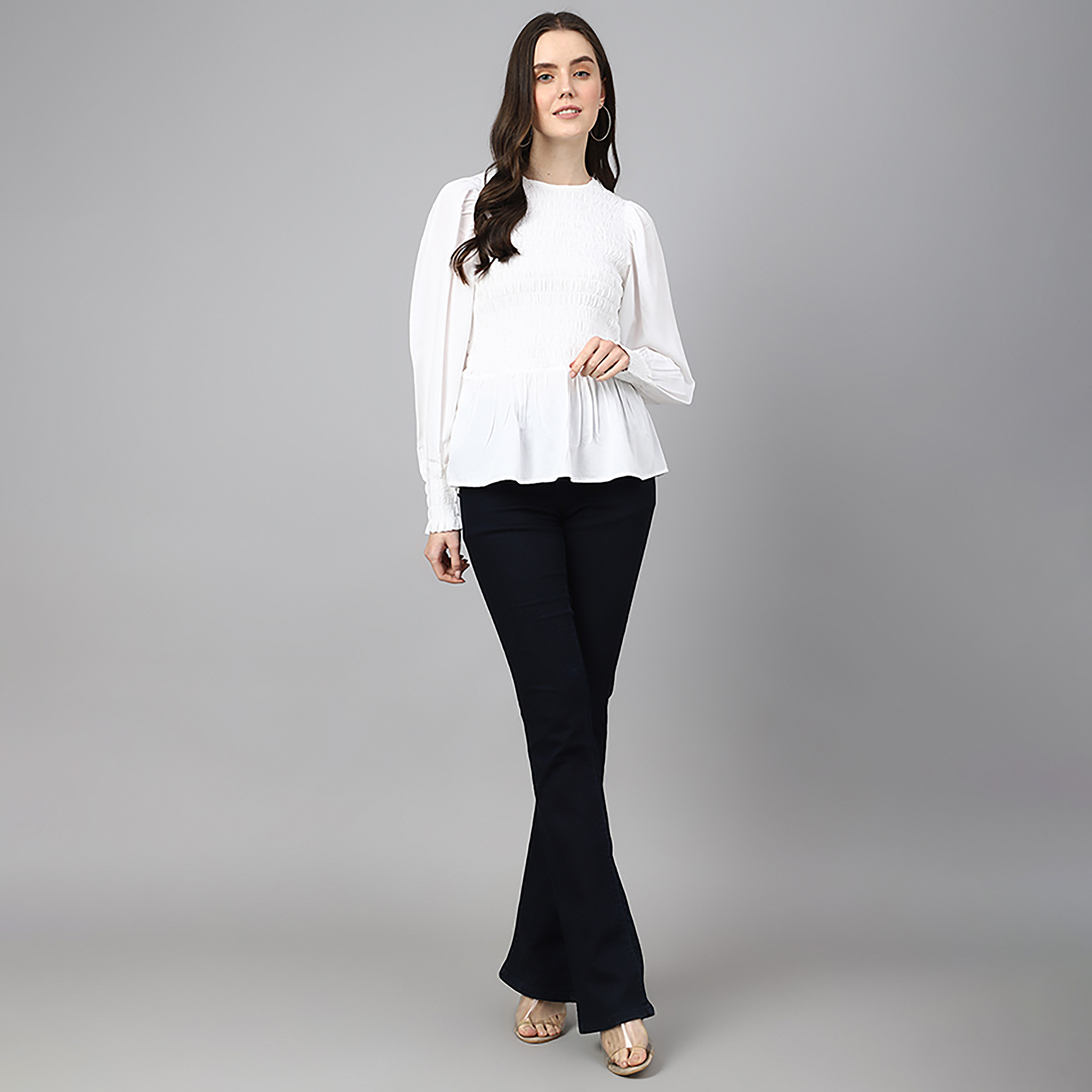 توب من بيفرلي هيلز بولو كلوب ذو سموكد بياقة دائرية وأكمام طويلة-women-clothing-shirtsandblouses-blouses-image-6