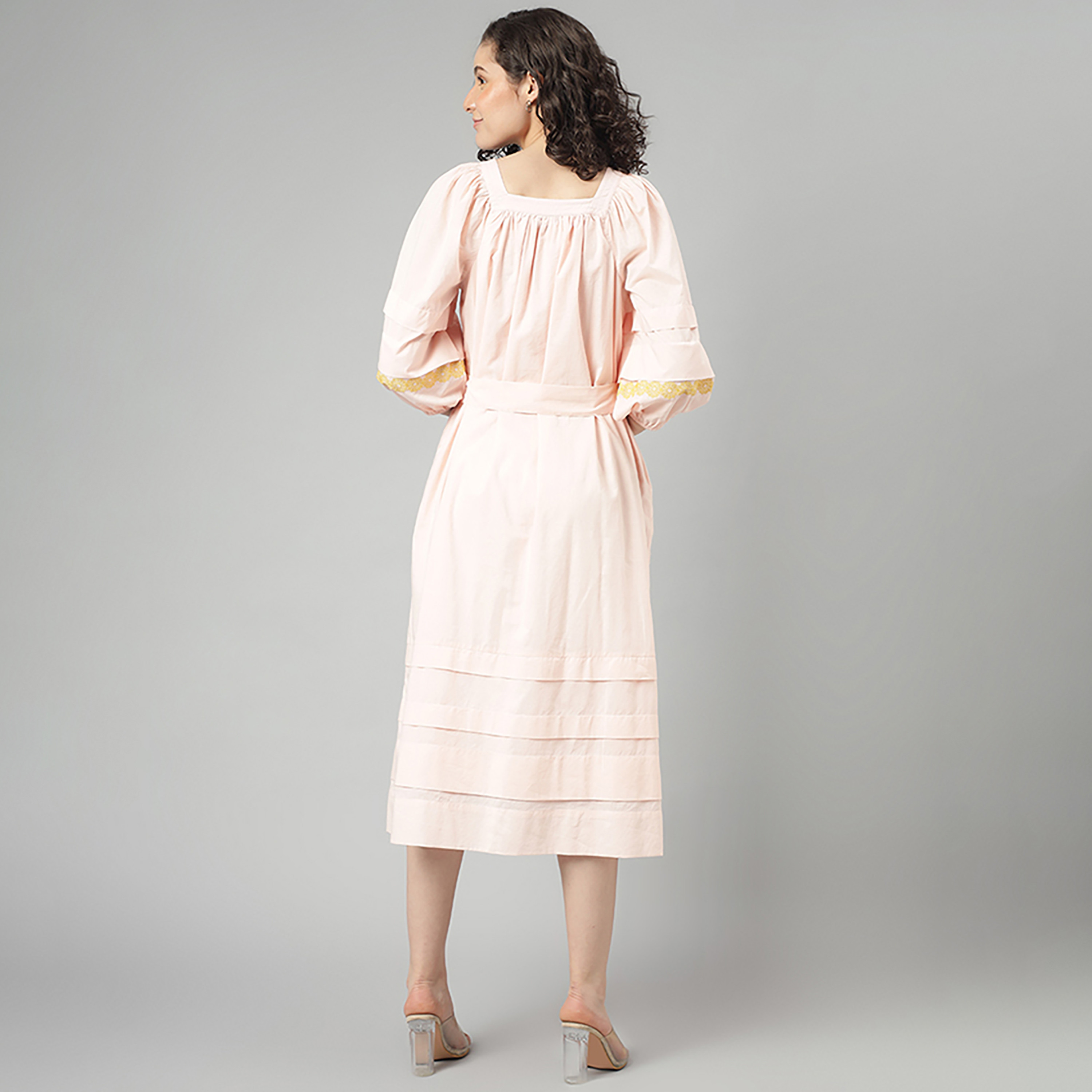 Beverly Hills Polo Club Pleated Square Neck Woven Midi Dress-women-clothing-dresses-image-4