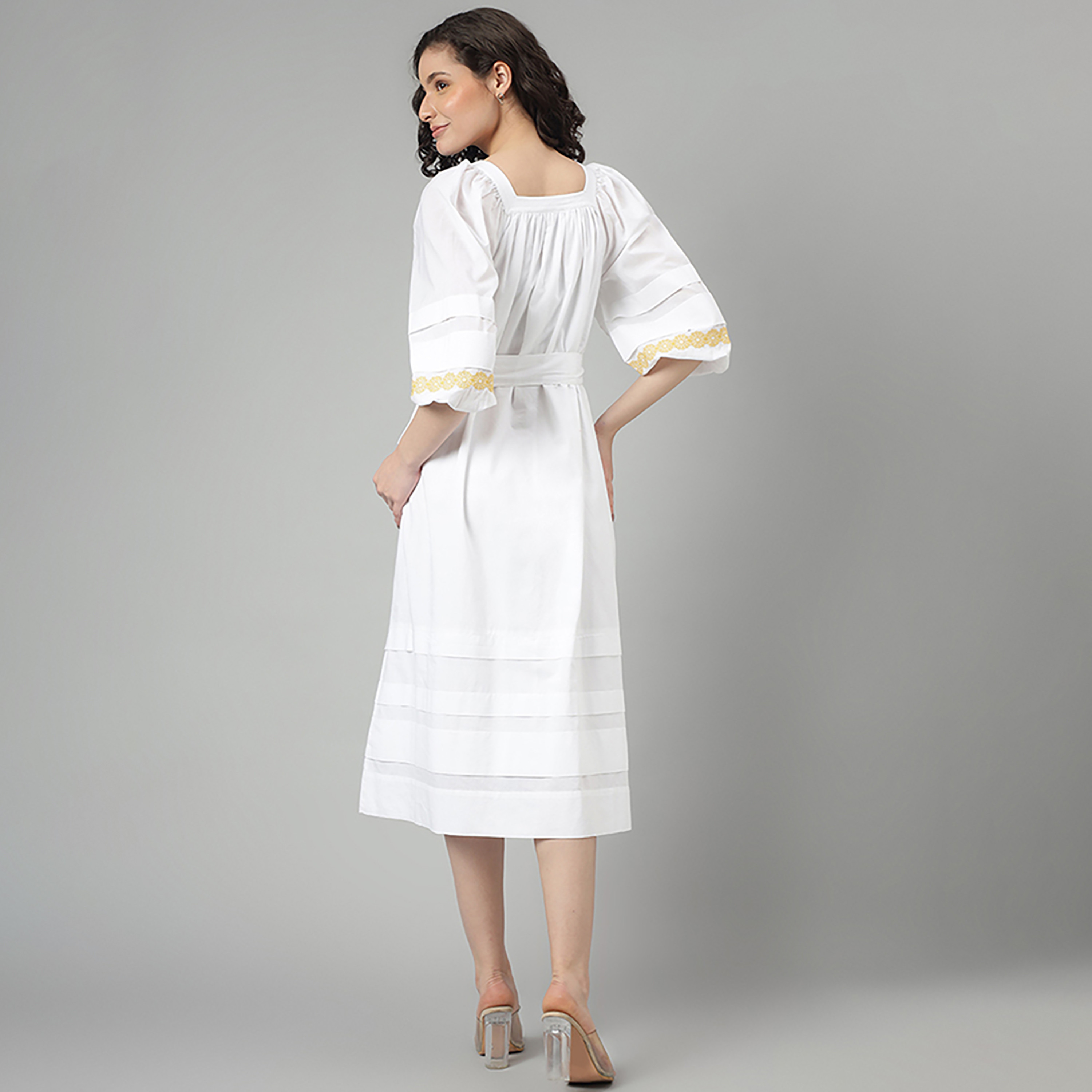 Beverly Hills Polo Club Pleated Square Neck Woven Midi Dress-women-clothing-dresses-image-4