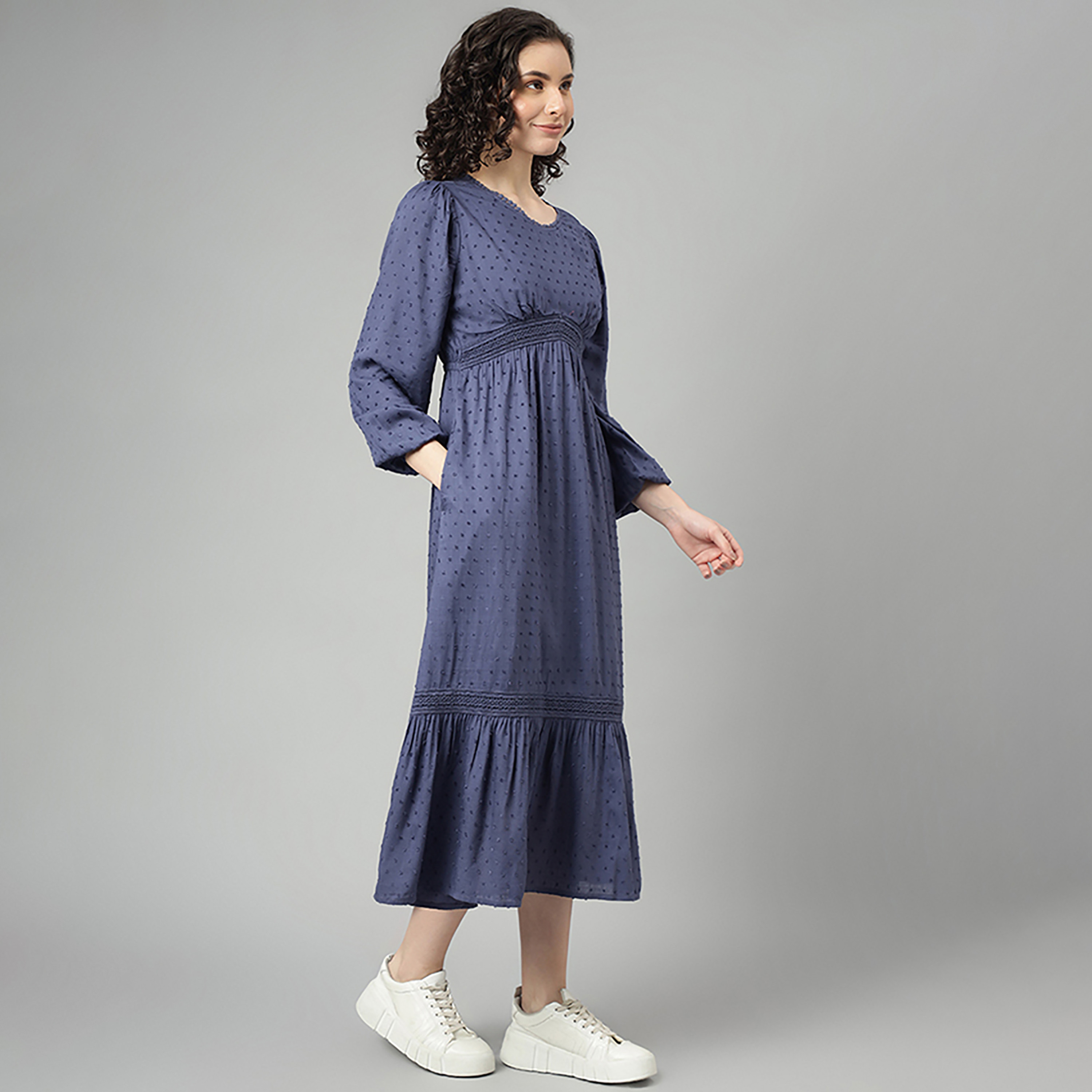 فستان بيفرلي هيلز بولو كلوب متوسط الطول بياقة دائرية وجيب جانبي-women-clothing-dresses-image-3