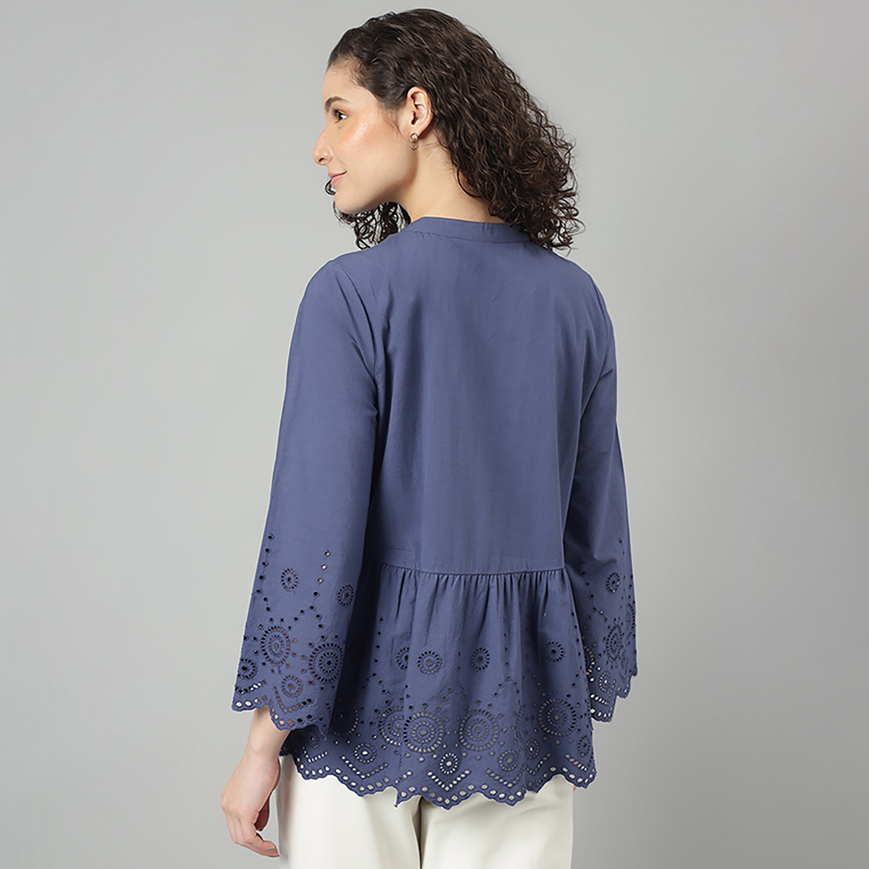 Beverly Hills Polo Club Embroidered Mandarin Three-Quarter Sleeves Tunic-women-clothing-shirtsandblouses-blouses-image-4