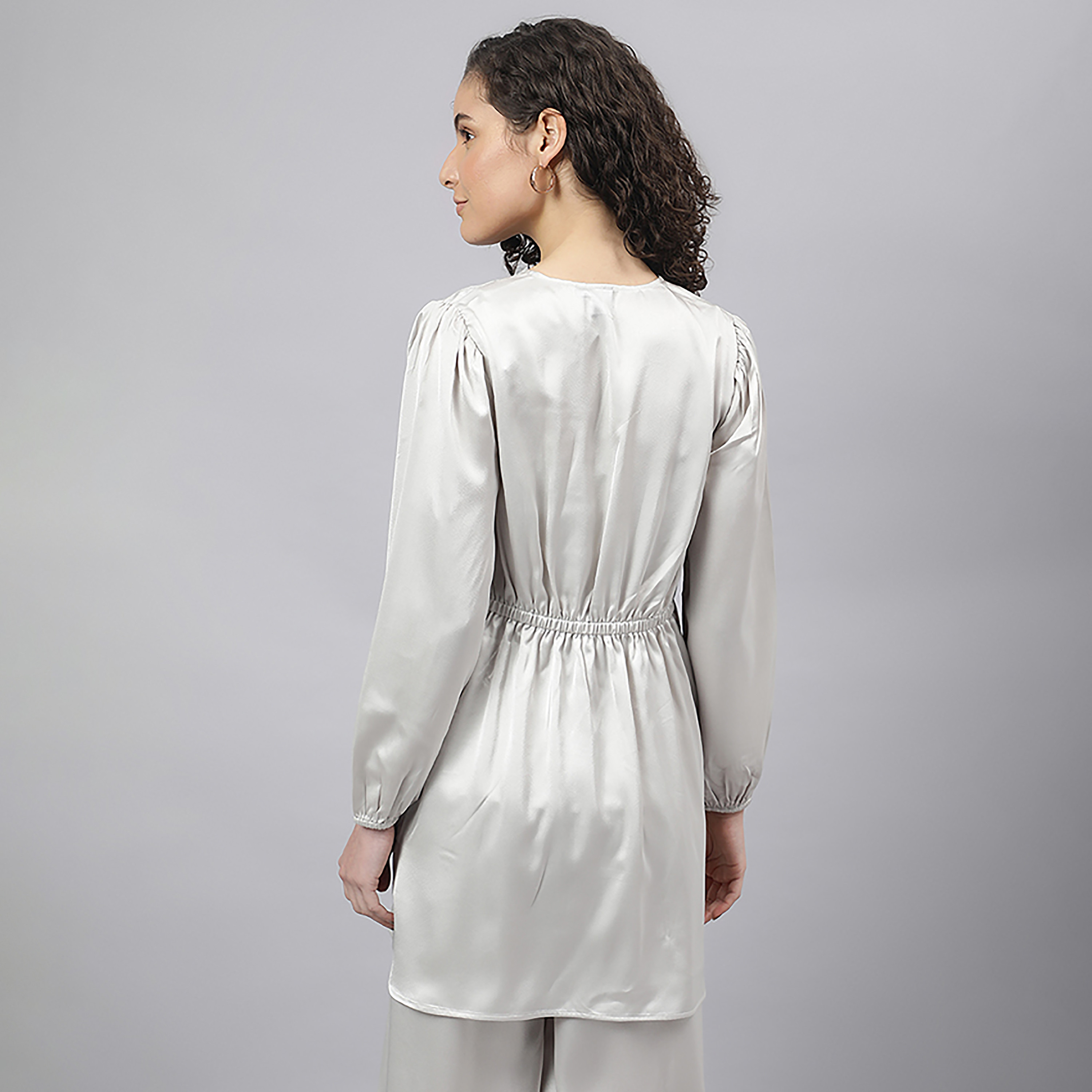 Beverly Hills Polo Club Plain V-Neck Puff Sleeves Tie Front Tunic with Camisole-women-clothing-shirtsandblouses-blouses-image-4