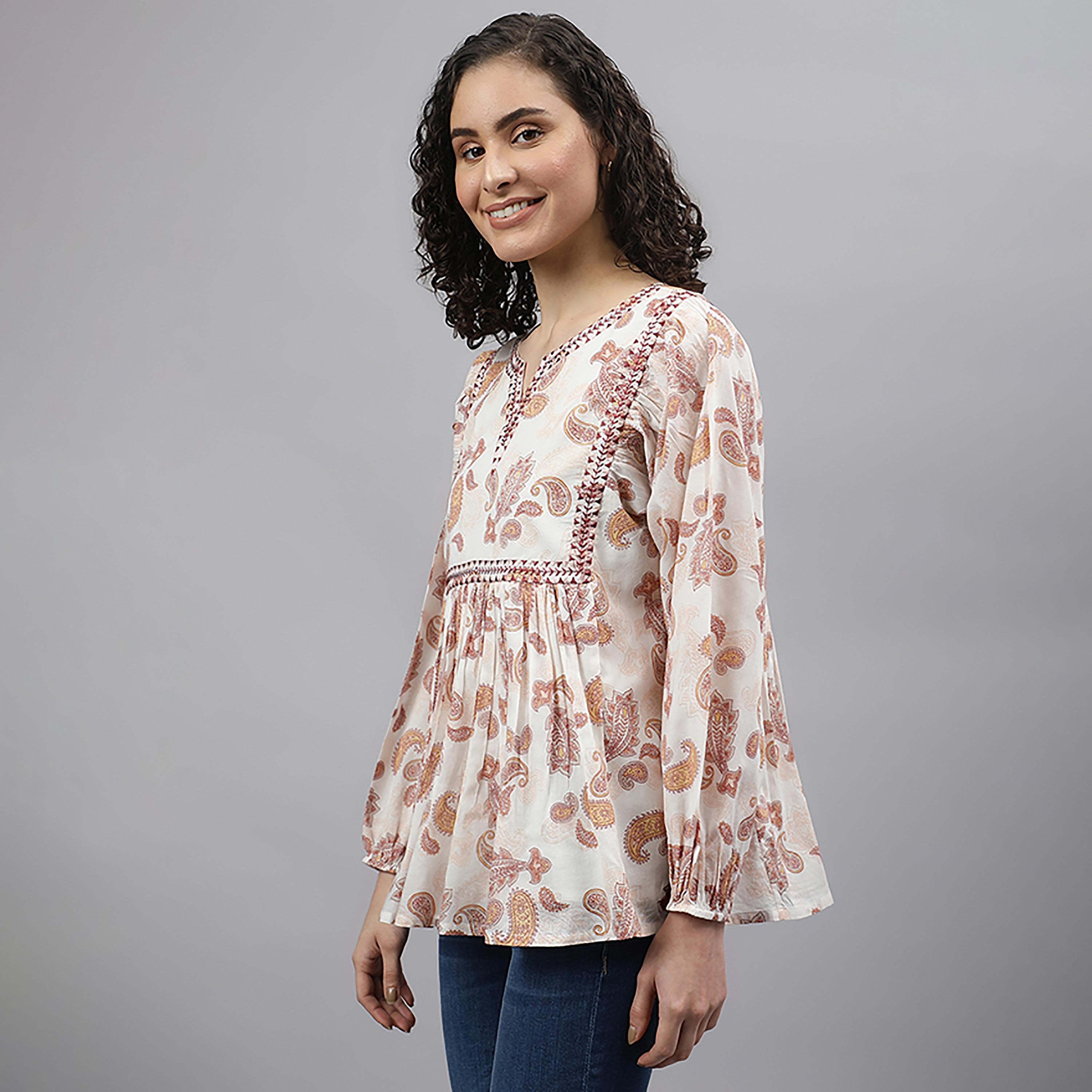 Beverly Hills Polo Club Paisley Print Round Neck Long Sleeves Tunic-women-clothing-shirtsandblouses-blouses-image-2