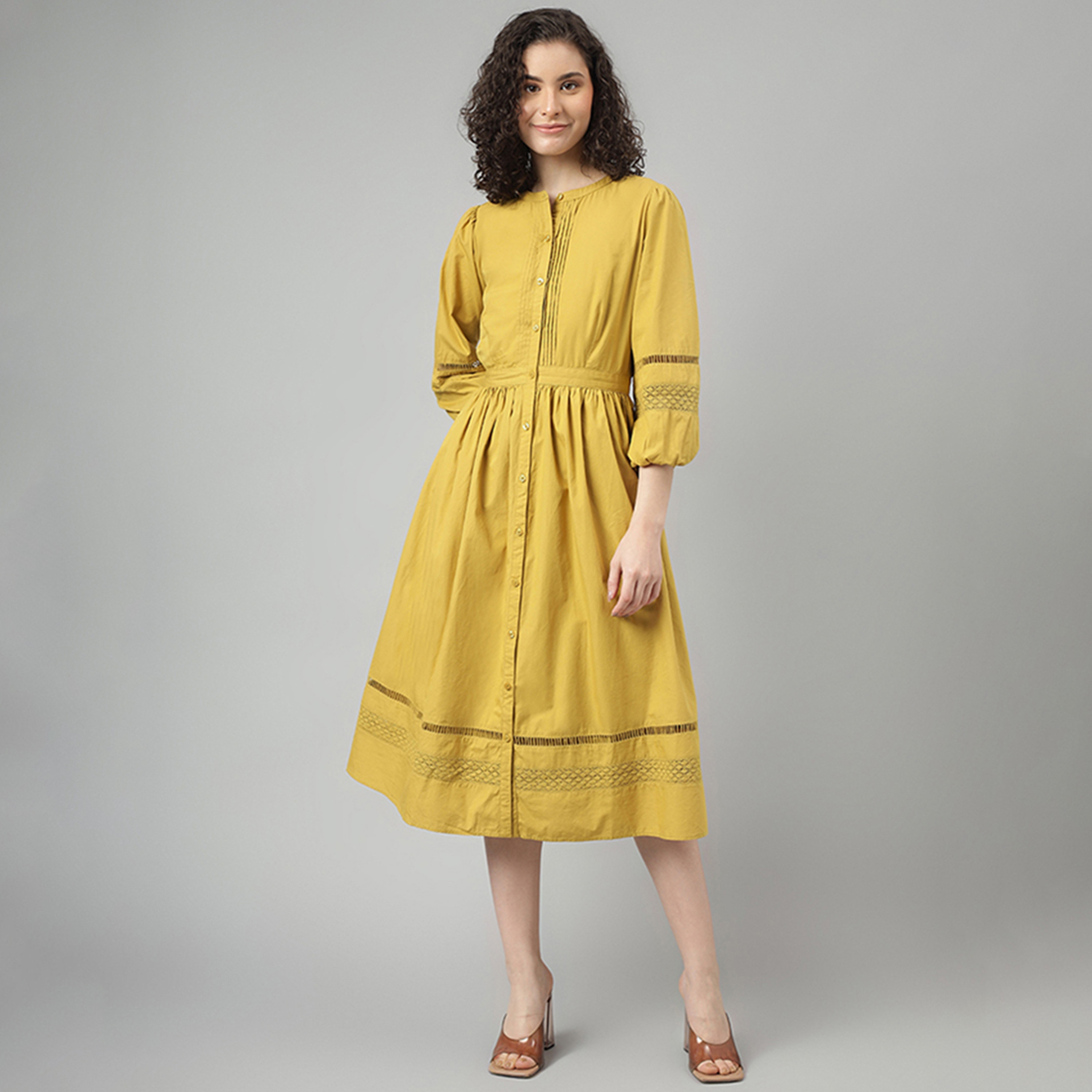 Beverly Hills Polo Club Pleated Collared Midi Buttoned Shirt Dress with Side Pocket-women-clothing-dresses-image-1