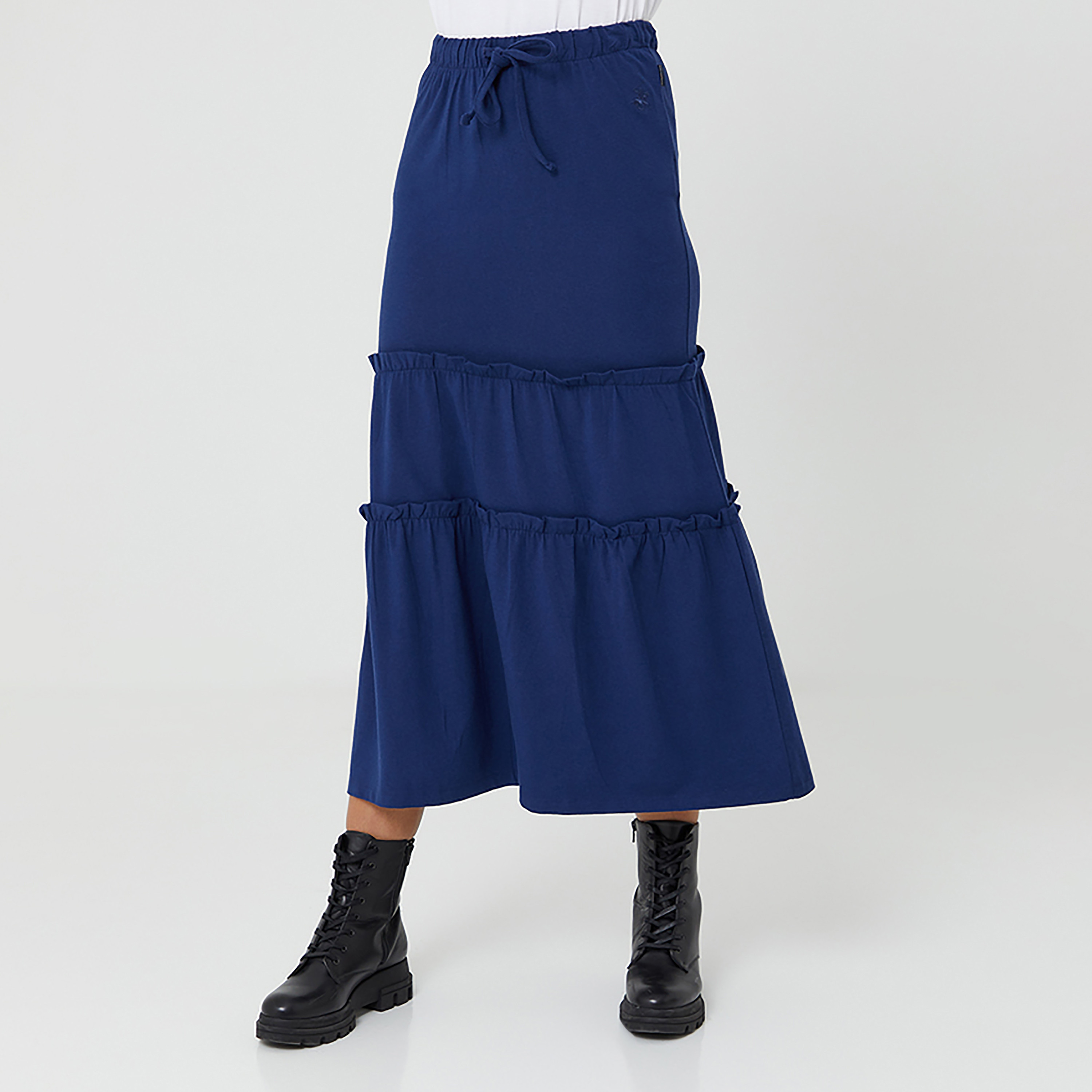 تنورة نسائية متعددة الطبقات بخصر مطاطي وخصر مرتفع من بيفرلي هيلز بولو كلوب-women-clothing-bottoms-skirts-image-1