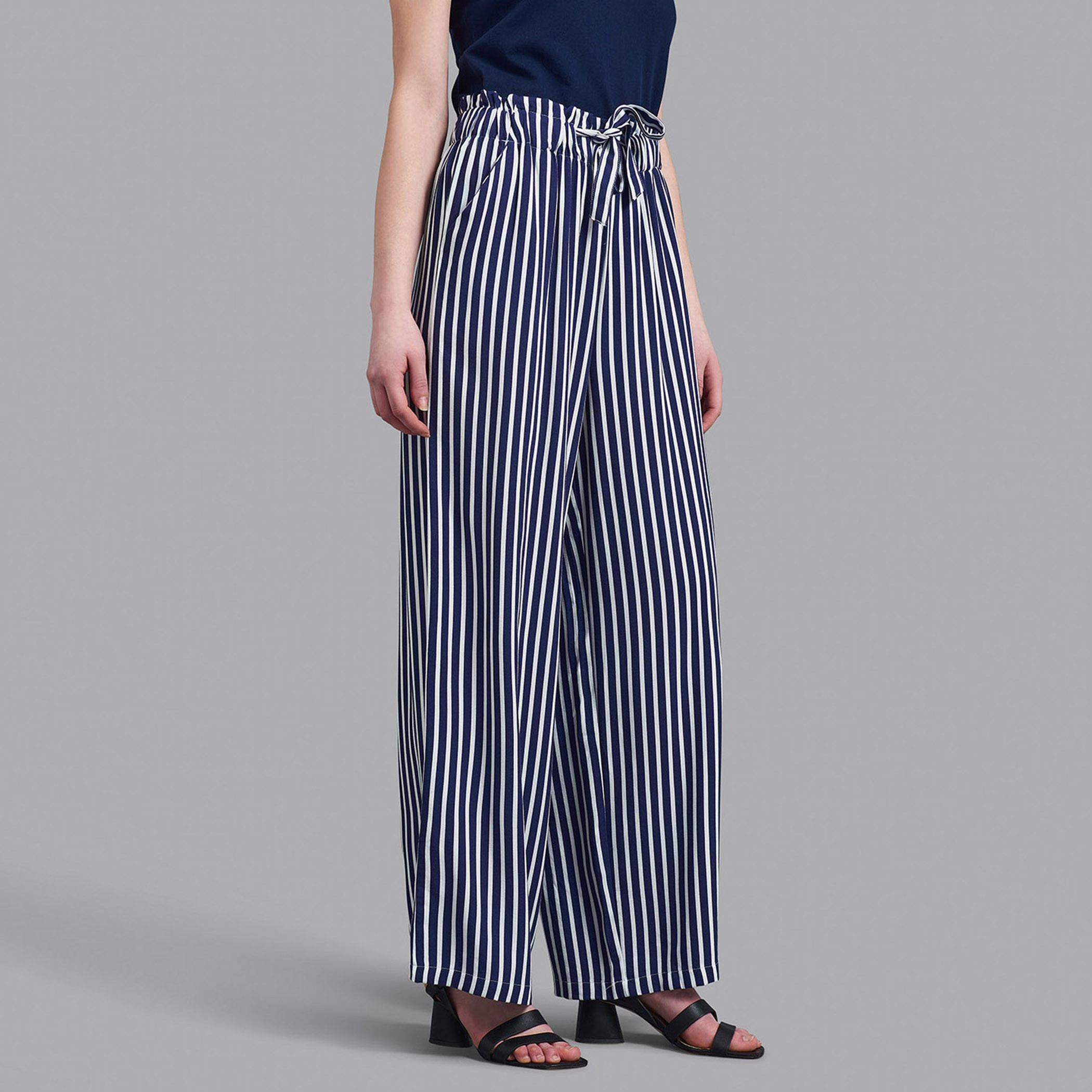 Beverly Hills Polo Club Women Navy Blue Striped Drawstring Pant-women-clothing-bottoms-trousers-image-3