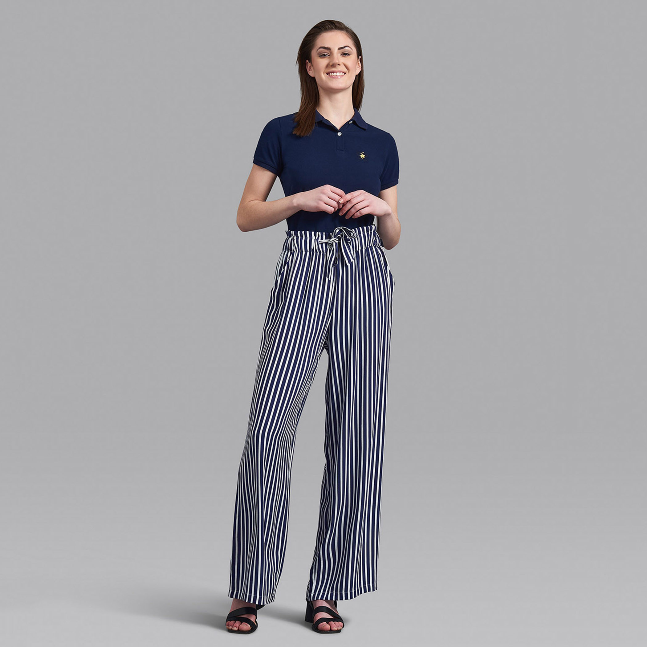Beverly Hills Polo Club Women Navy Blue Striped Drawstring Pant-women-clothing-bottoms-trousers-image-5
