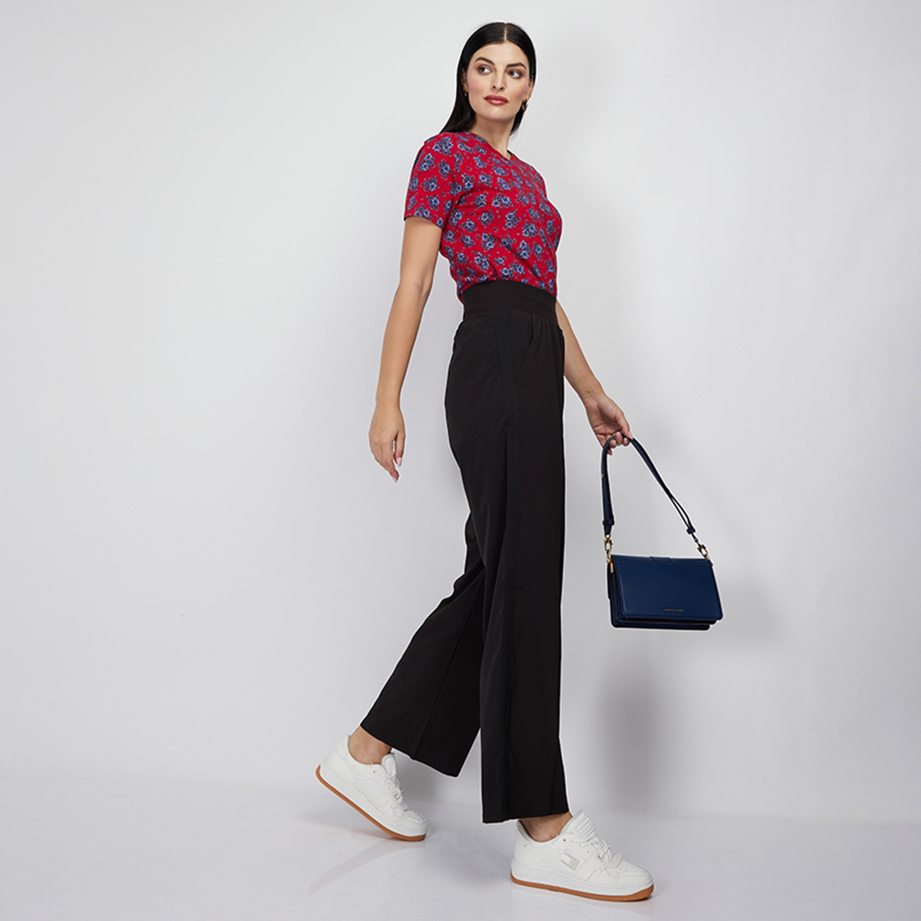 Beverly Hills Polo Club Plain High-Rise Elasticated Waist Women's Trousers-women-clothing-bottoms-trousers-image-2