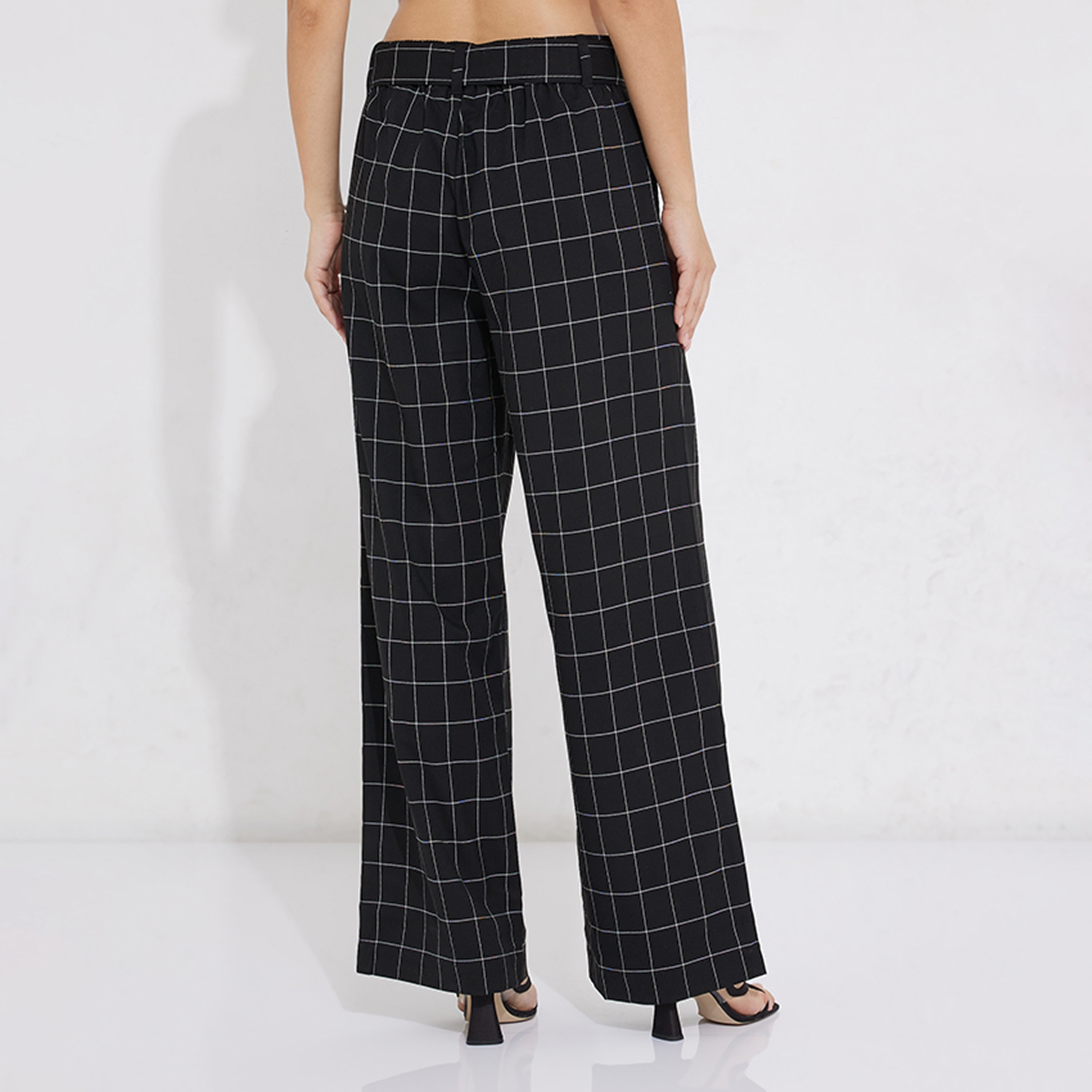 بنطلون نسائي عالي النقشة بنقشة مربعة من نادي بيفرلي هيلز للبولو-women-clothing-bottoms-trousers-image-4