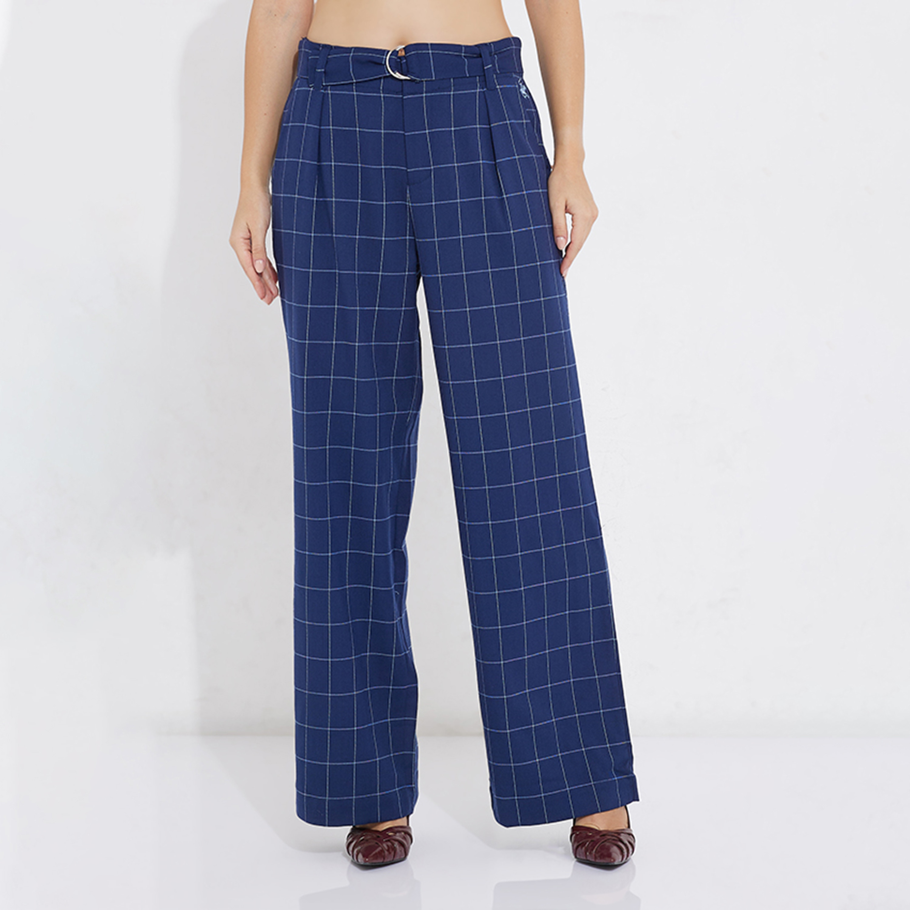 بنطلون نسائي عالي النقشة بنقشة مربعة من نادي بيفرلي هيلز للبولو-women-clothing-bottoms-trousers-image-5