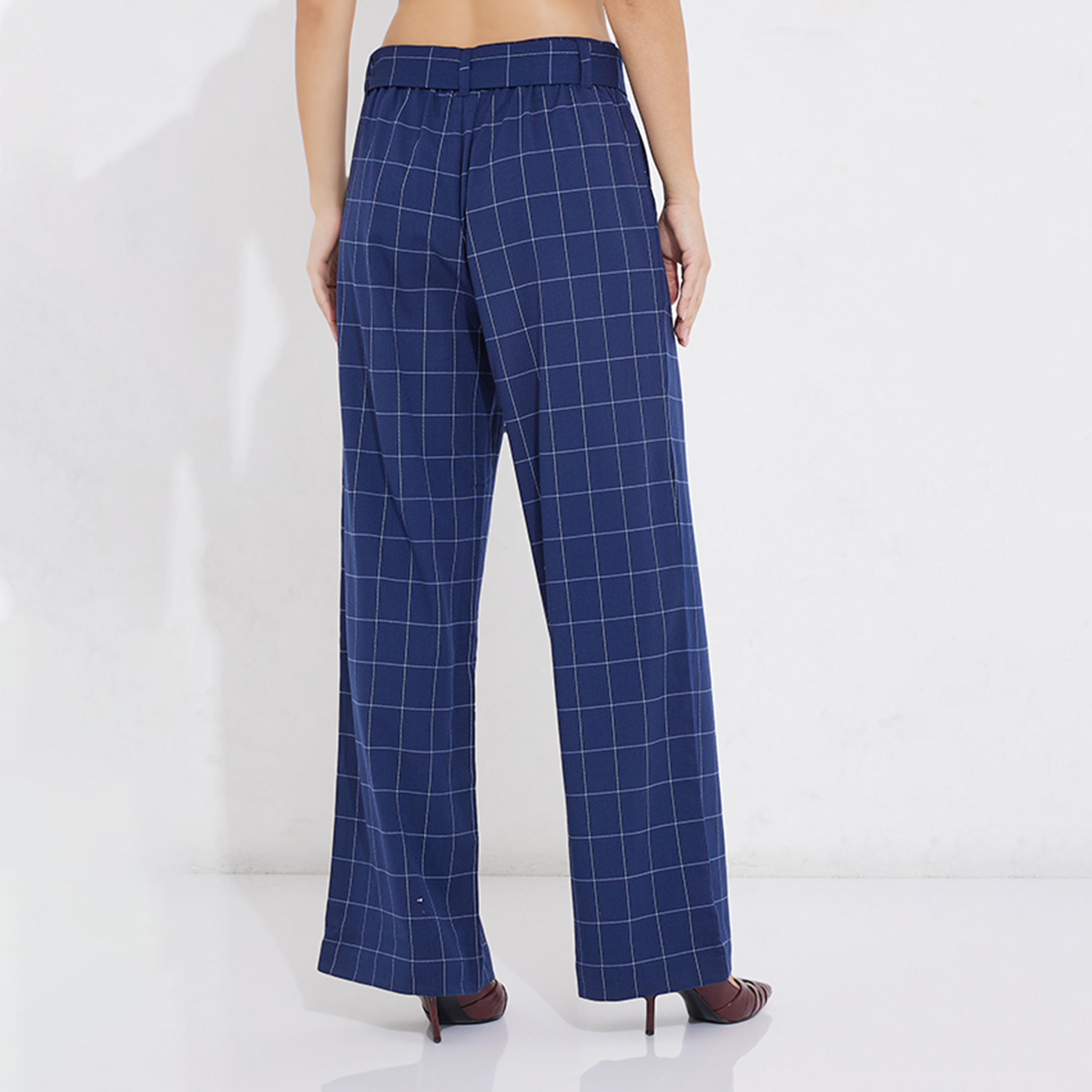 بنطلون نسائي عالي النقشة بنقشة مربعة من نادي بيفرلي هيلز للبولو-women-clothing-bottoms-trousers-image-8