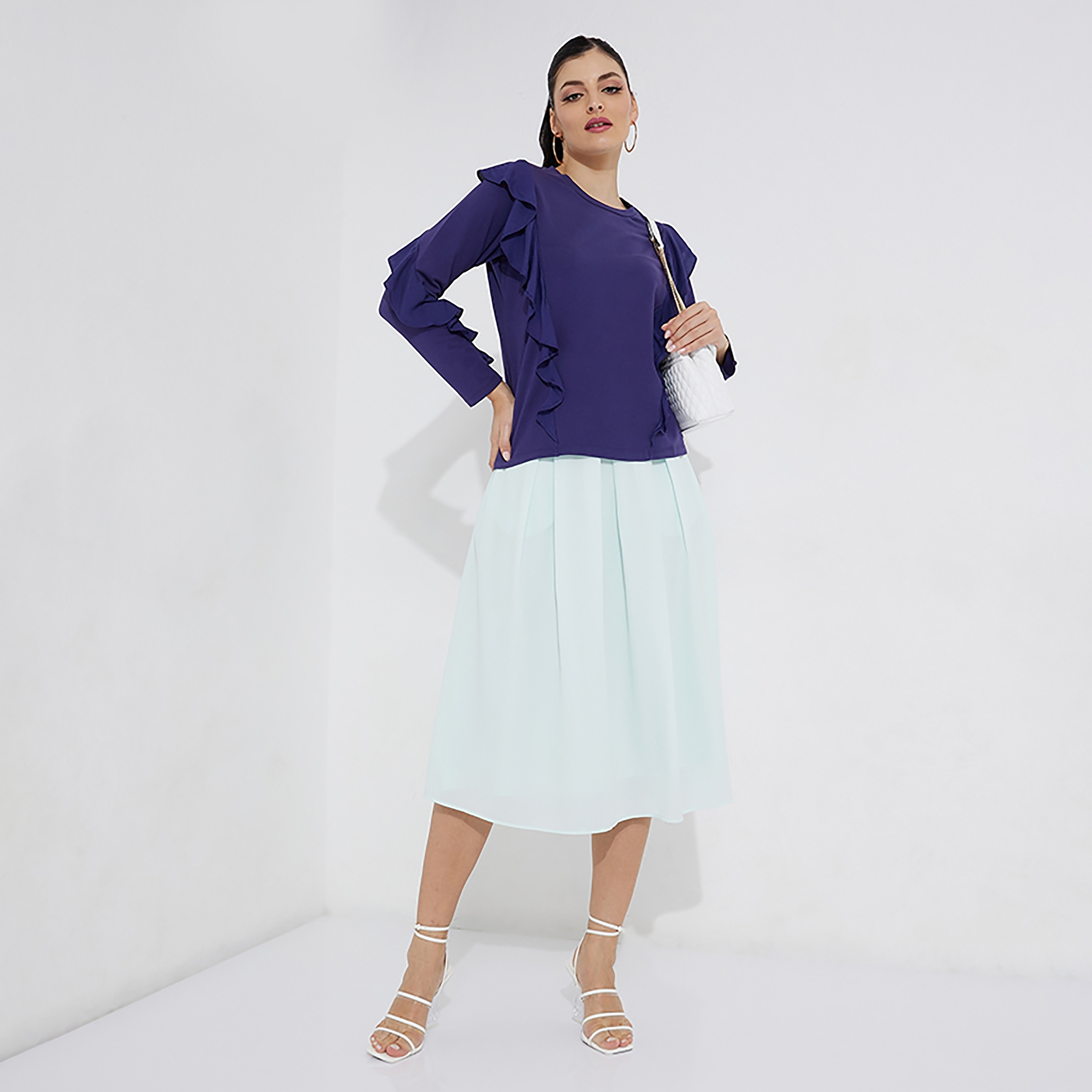تنورة نسائية متوسطة الطول مطوية عالية الخصر من بيفرلي هيلز بولو كلوب-women-clothing-bottoms-skirts-image-2