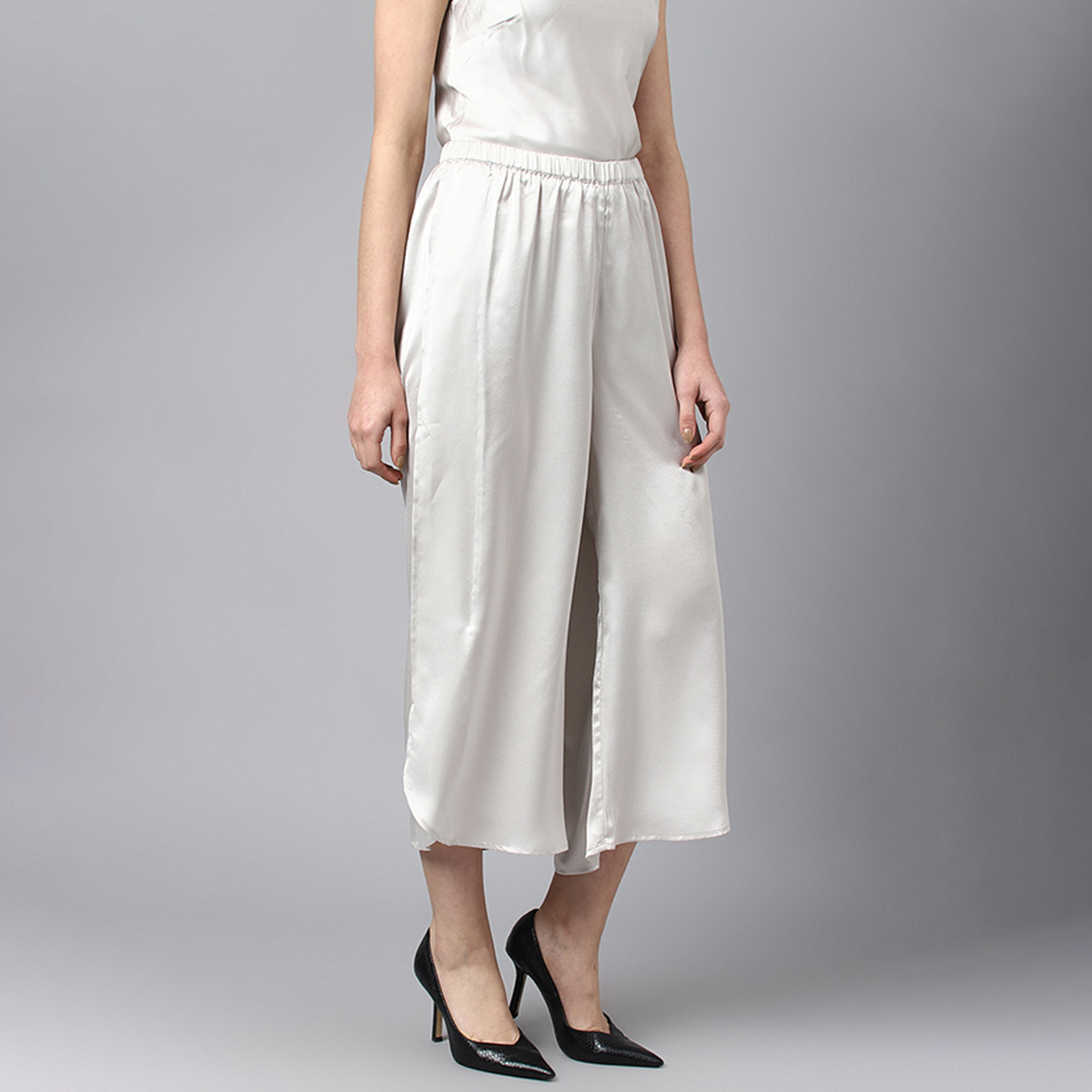 Beverly Hills Polo Club Plain High-Rise Elasticated Waist Women's Culottes-women-clothing-bottoms-trousers-image-3