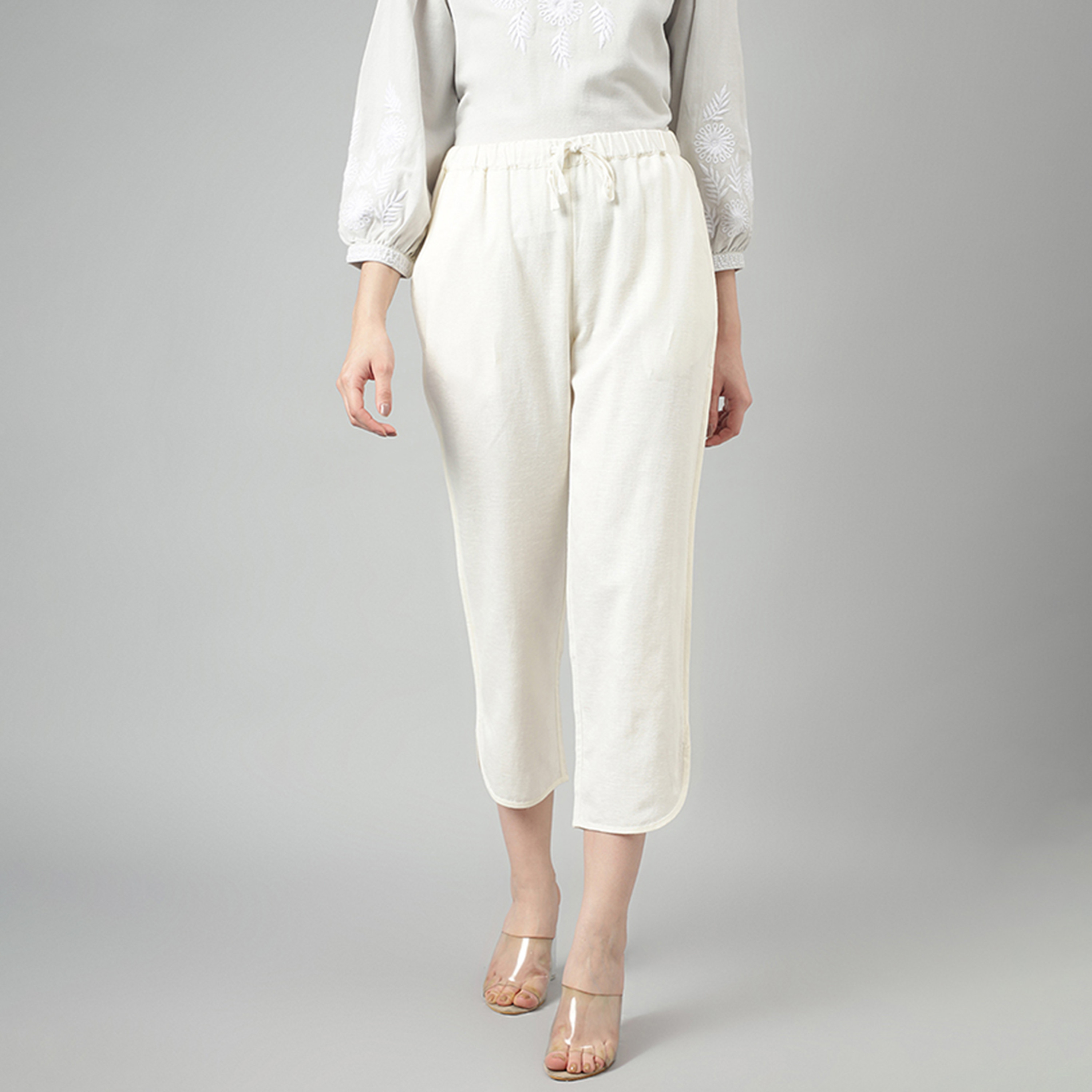 Beverly Hills Polo Club Plain High-Rise Drawstring Women's Trousers-women-clothing-bottoms-trousers-image-1