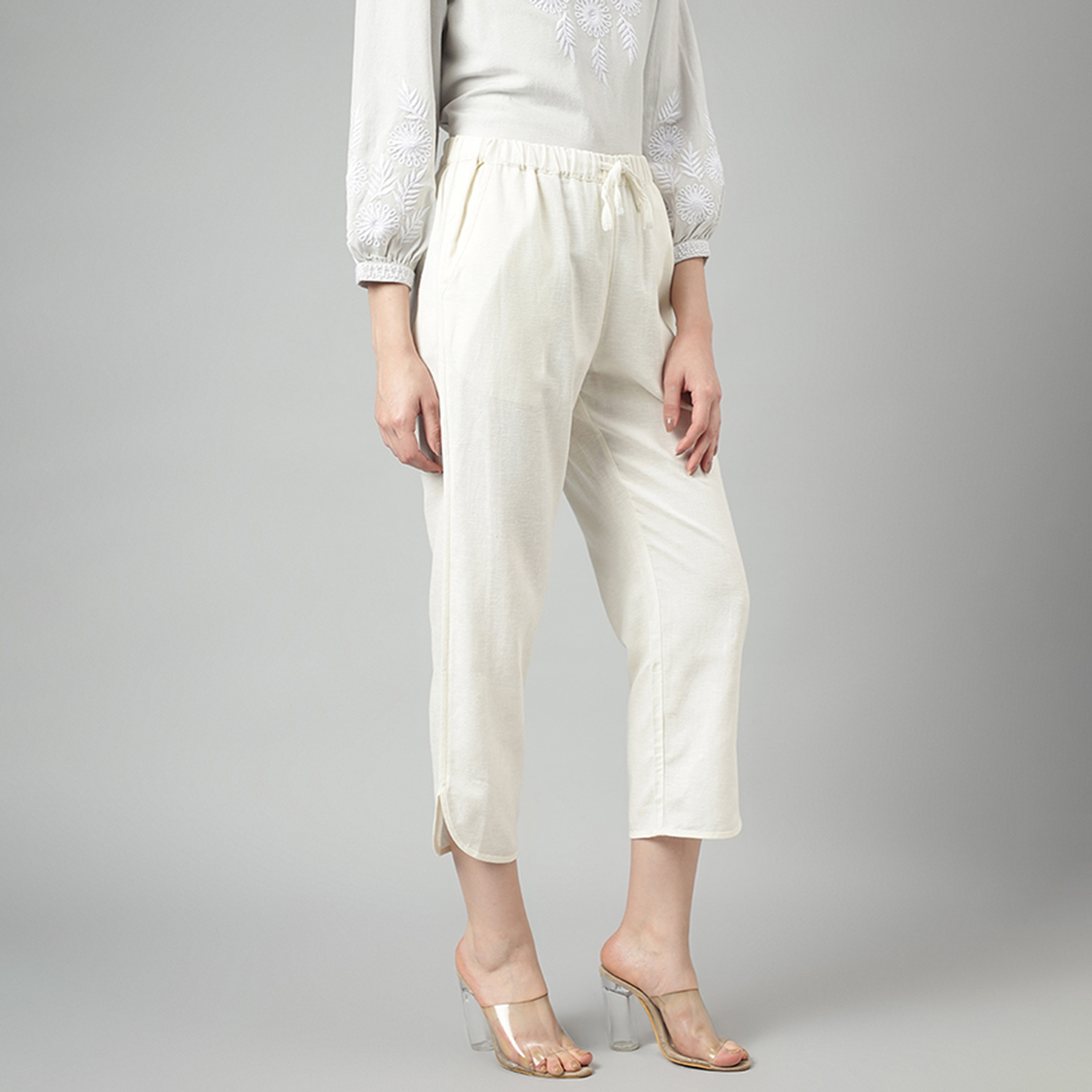 بنادي بيفرلي هيلز للبولو بنطلون نسائي بسيط بشريط رفيع-women-clothing-bottoms-trousers-image-3