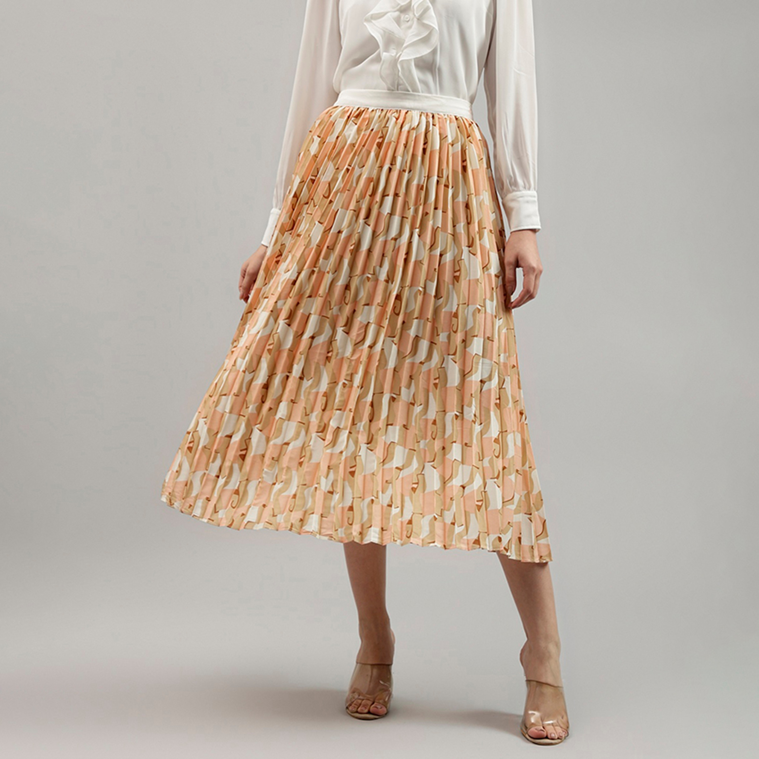 تنورة بيفرلي هيلز للبولو المطاطية بخصر مرن مطبوع على شكل حرف أوتيرة للنساء-women-clothing-bottoms-skirts-image-1
