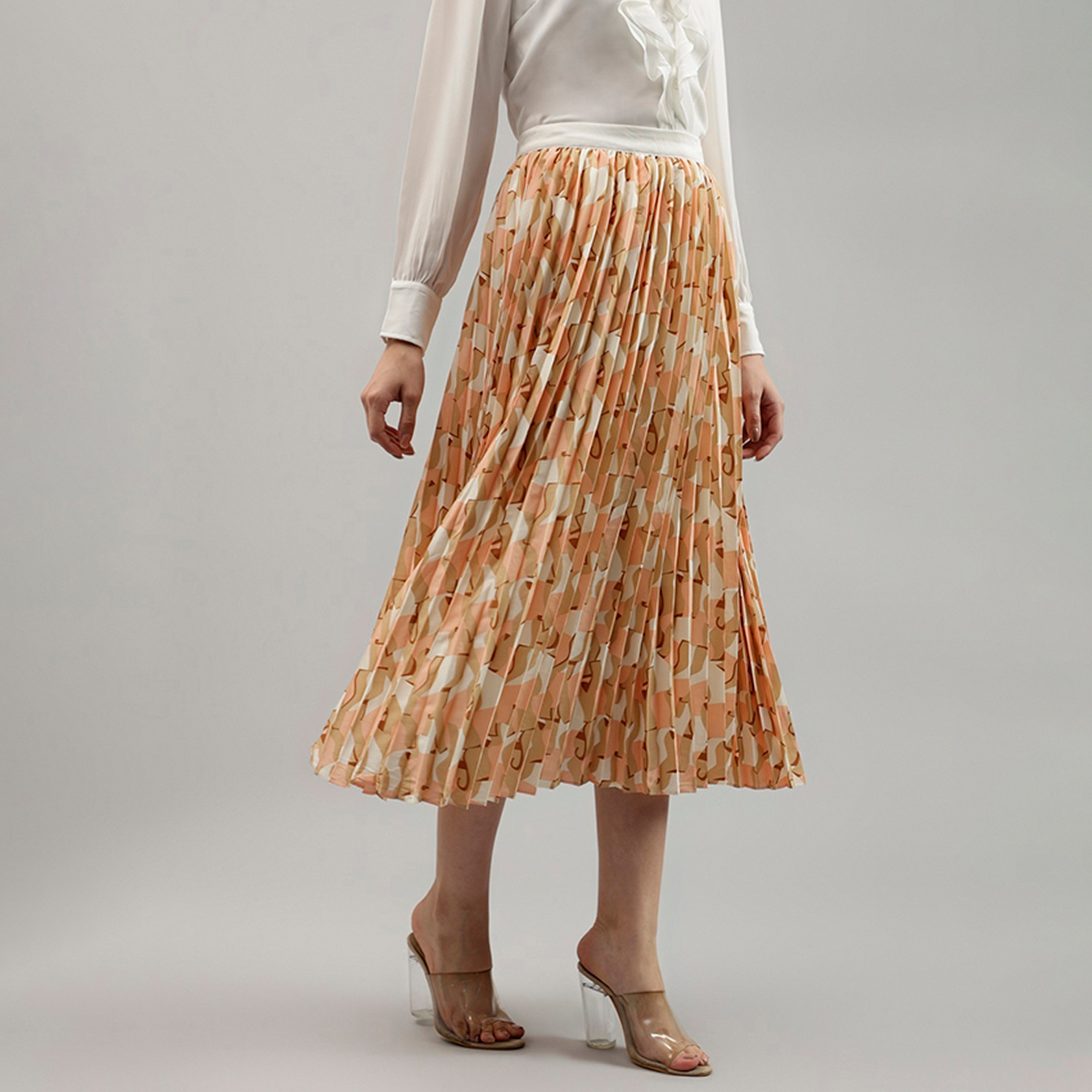تنورة بيفرلي هيلز للبولو المطاطية بخصر مرن مطبوع على شكل حرف أوتيرة للنساء-women-clothing-bottoms-skirts-image-3