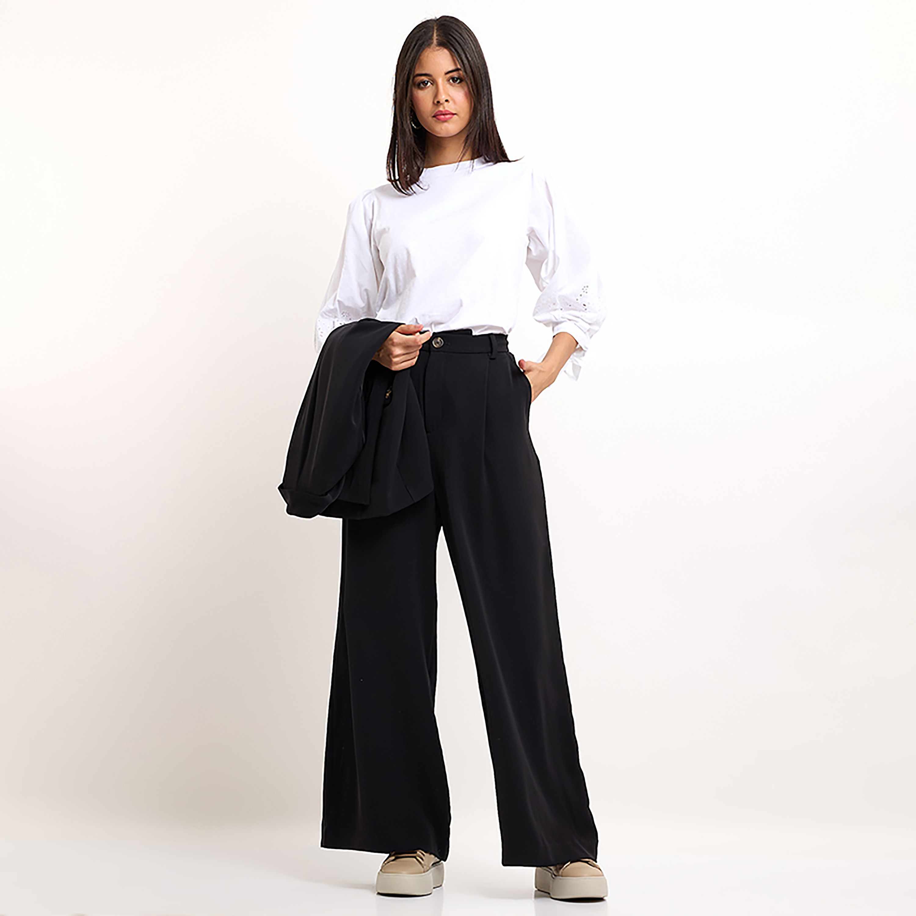 Beverly Hills Polo Club Plain High-Rise Button and Zip Women's Trousers-women-clothing-bottoms-trousers-image-2