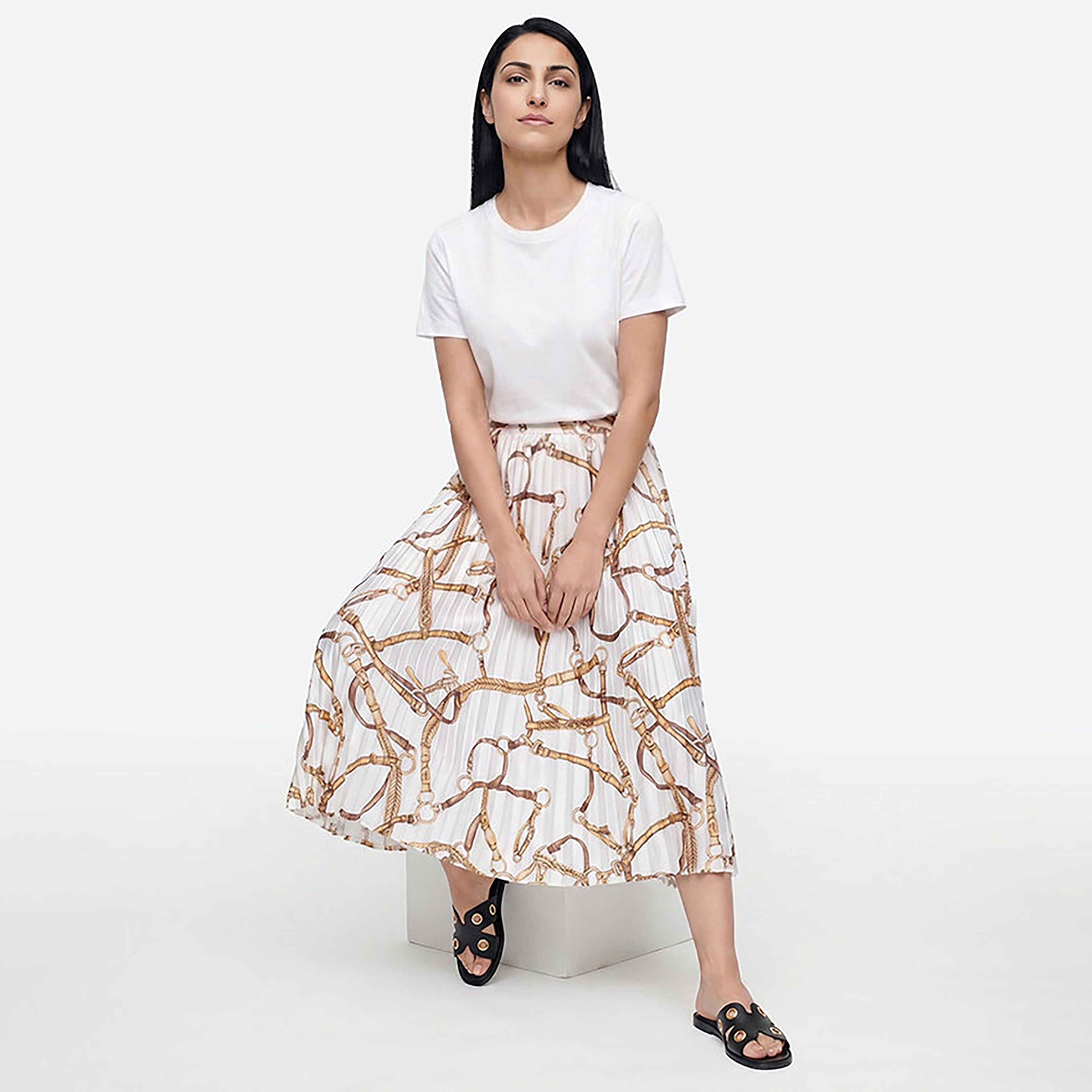 تنورة ميدي نسائية بكسرات وطبعة من بيفرلي هيلز بولو كلوب-women-clothing-skirts-image-2