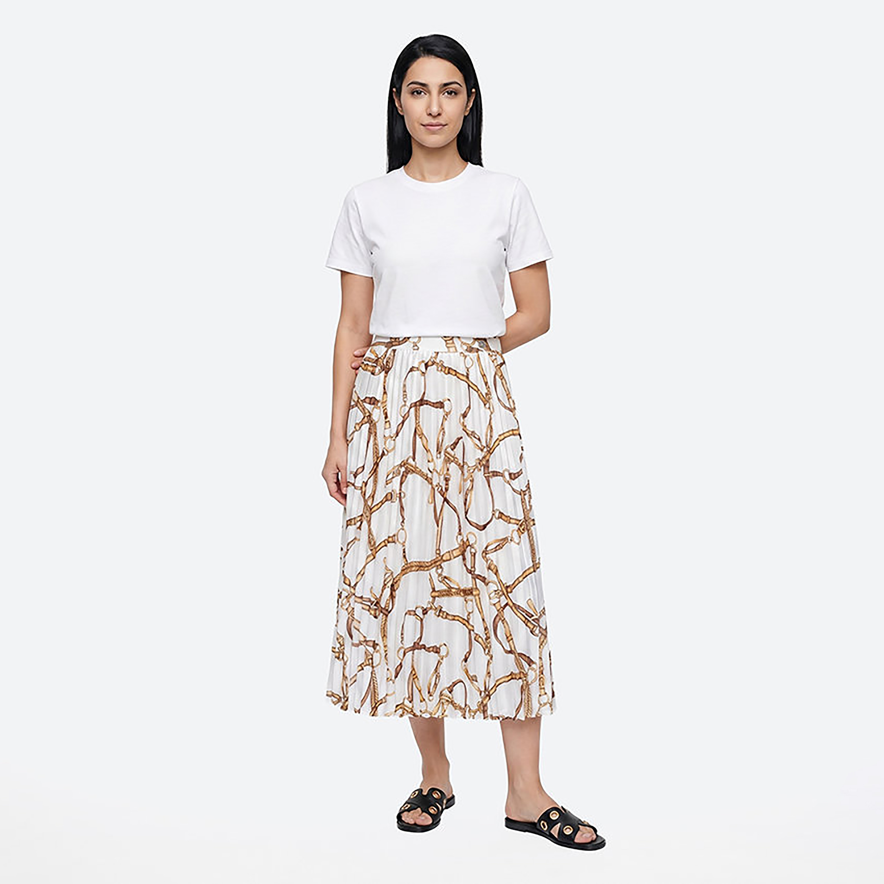 تنورة ميدي نسائية بكسرات وطبعة من بيفرلي هيلز بولو كلوب-women-clothing-skirts-image-3