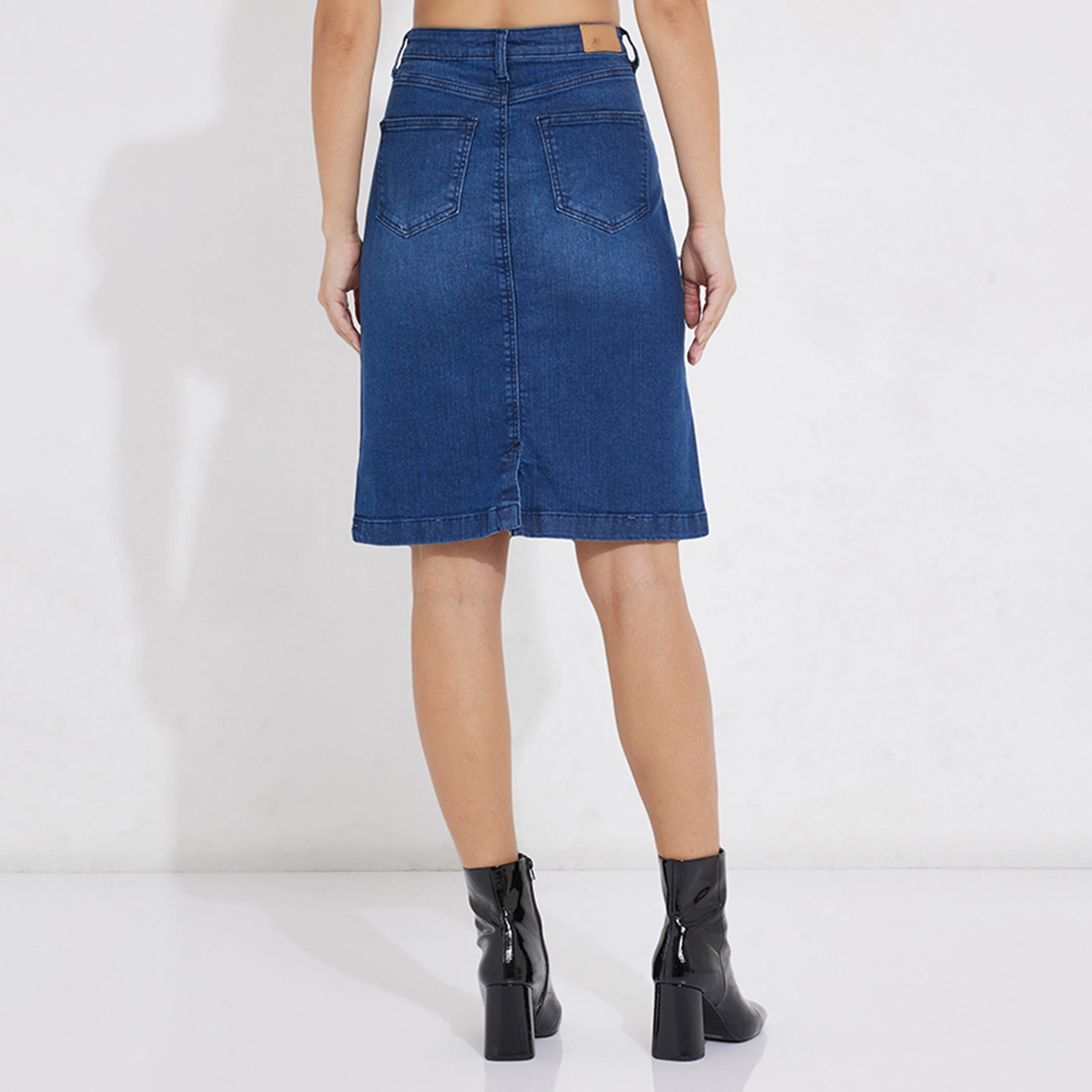 Beverly Hills Polo Club Plain Flexi Waist Button Women's A-Line Skirt-women-clothing-bottoms-skirts-image-4