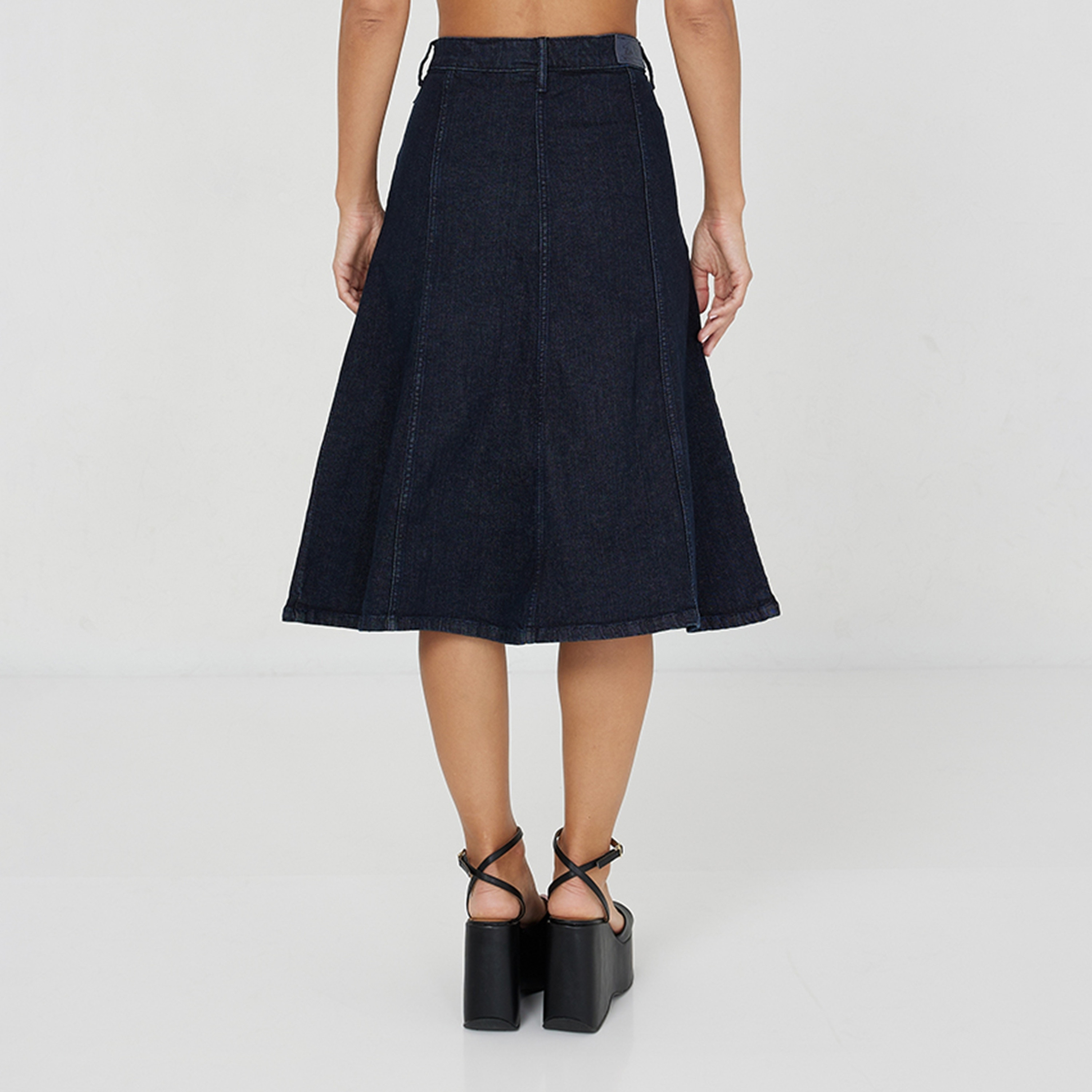 Beverly Hills Polo Club Plain Flexi Waist Button Women's A-Line Skirt-women-clothing-bottoms-skirts-image-4