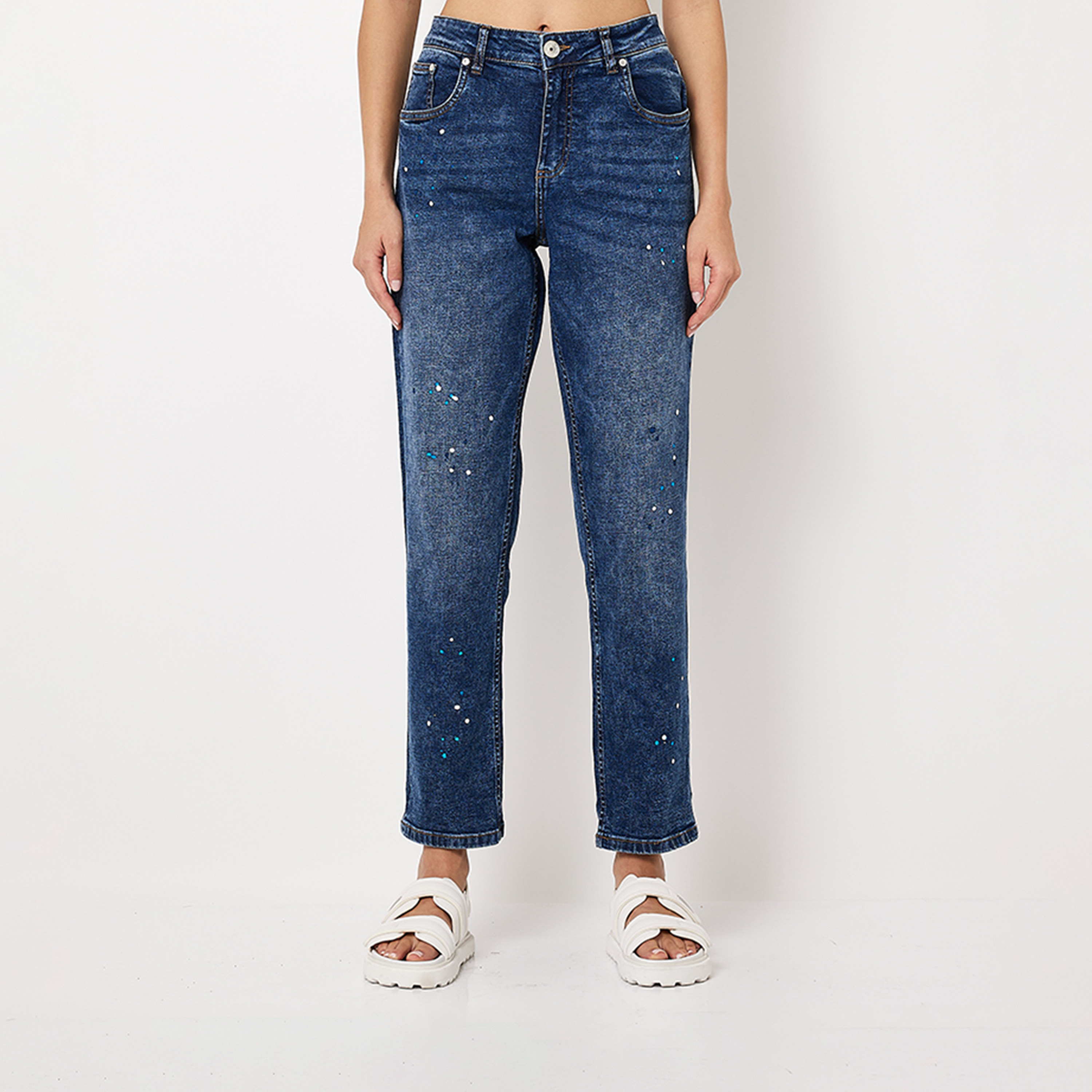بيفرلي هيلز كلوب-  بنطلون جينز نسائي مستقيم بارتفاع متوسط-women-clothing-bottoms-jeans-image-1
