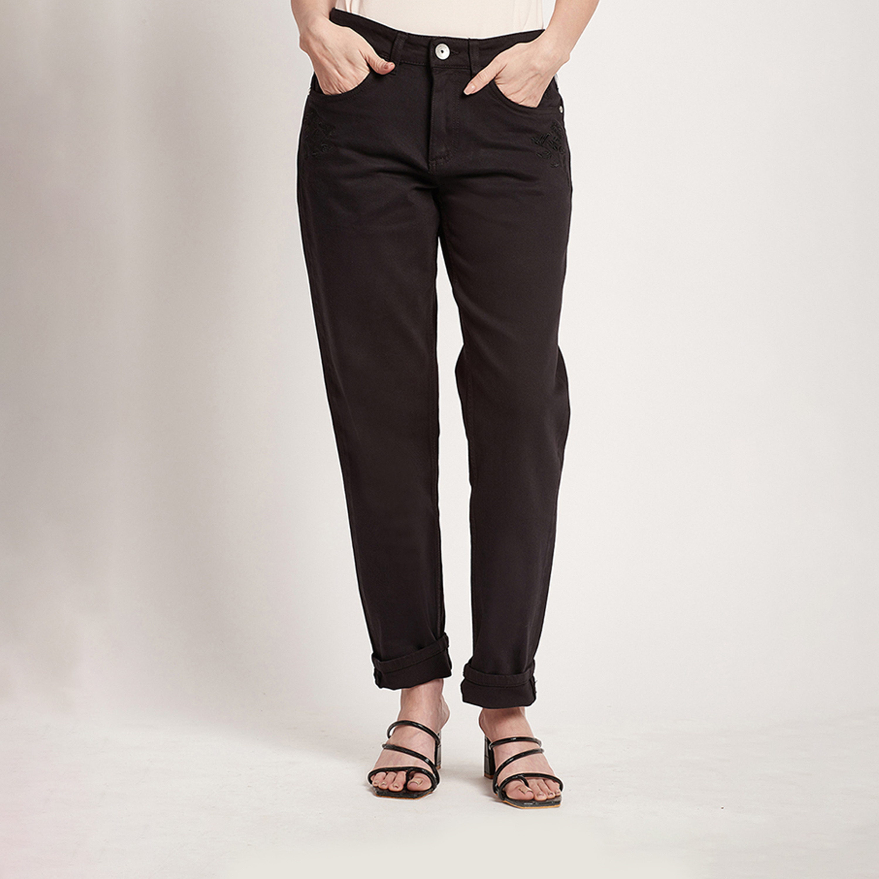 بيفرلي هيلز كلوب-  بنطلون جينز نسائي مريح بارتفاع متوسط-women-clothing-bottoms-jeans-image-1