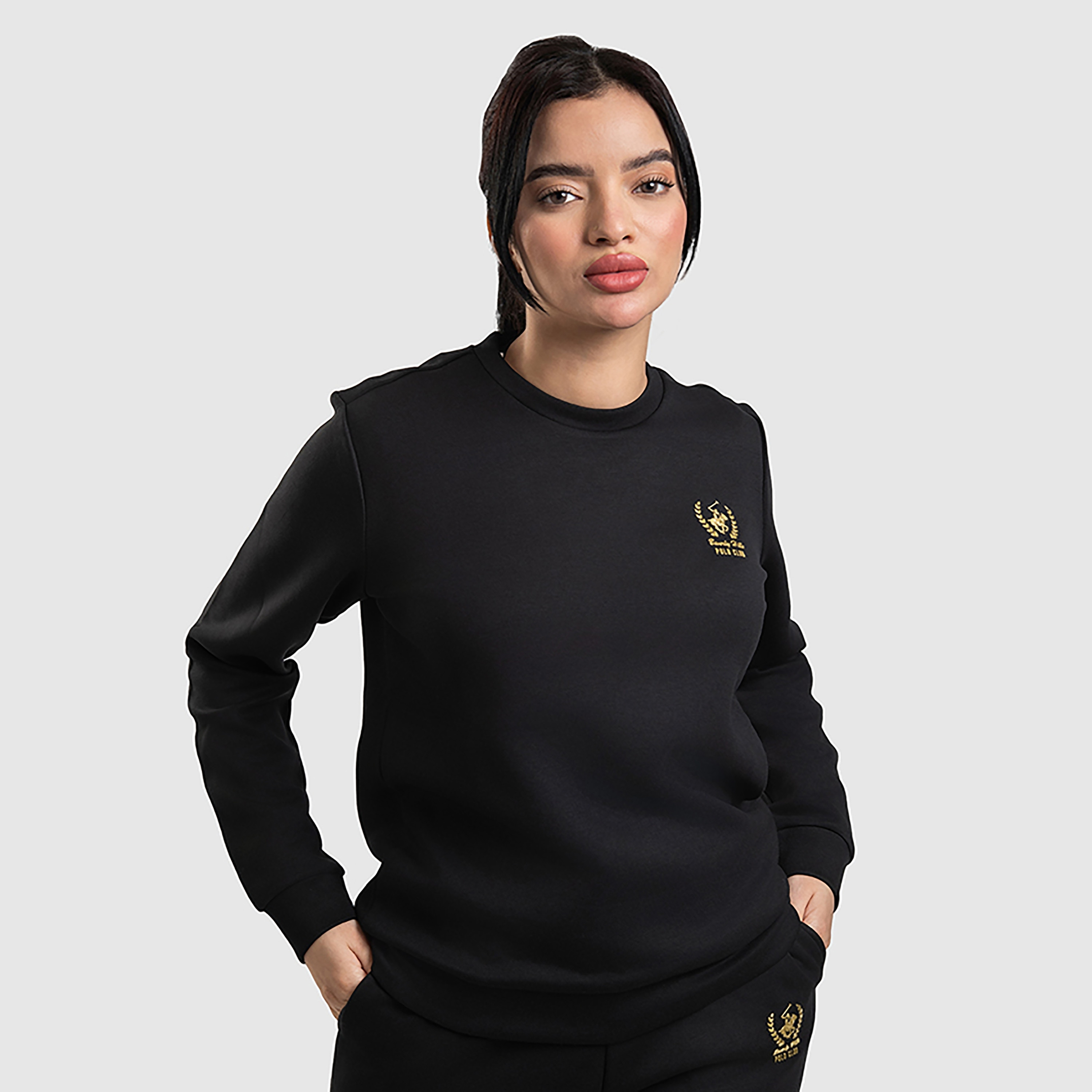 سويت شيرت نسائي بأكمام طويلة وياقة مستديرة وشعار من بيفرلي هيلز بولو كلوب-women-clothing-hoodiesandsweatshirts-sweatshirts-image-2