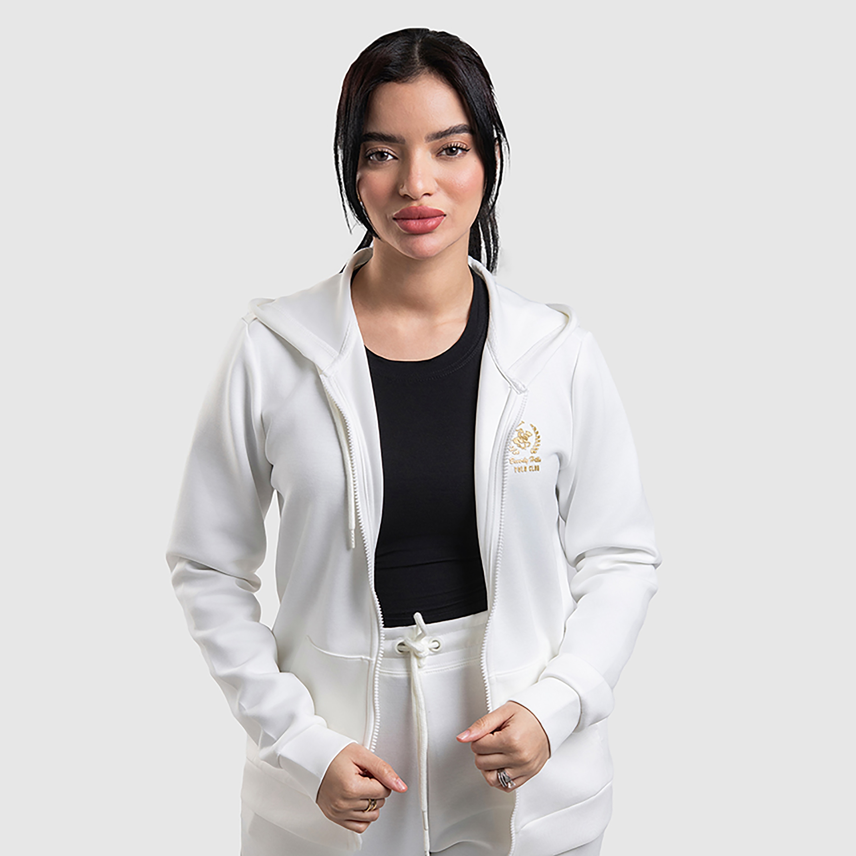 Beverly Hills Polo Club Logo Hooded Neck Long Sleeves Women's Zip Through Hoodie-women-clothing-hoodiesandsweatshirts-hoodies-image-1
