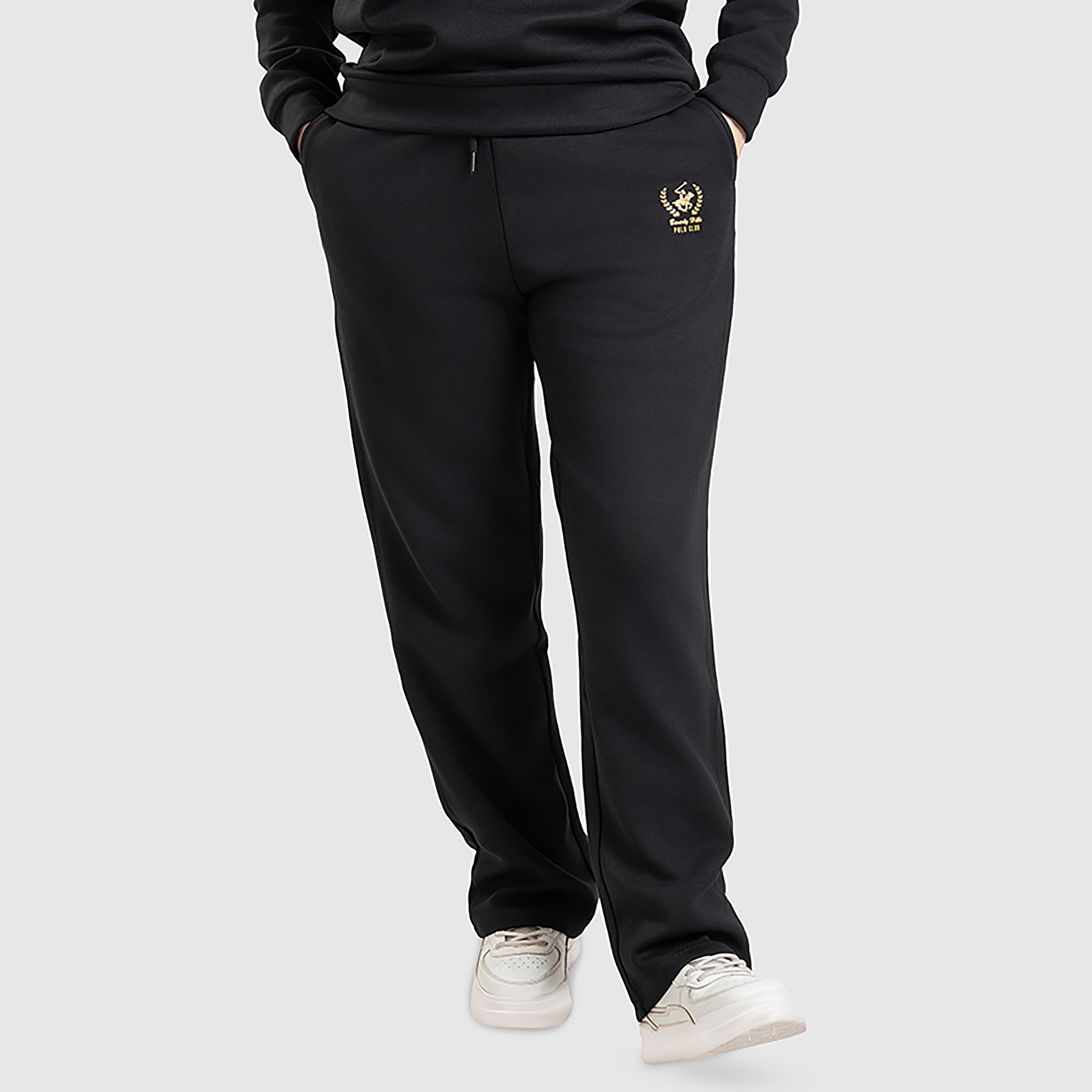 بنطال رياضي نسائي برباط وخصر متوسط الارتفاع مع شعار من بيفرلي هيلز بولو كلوب-women-clothing-bottoms-joggers-image-1