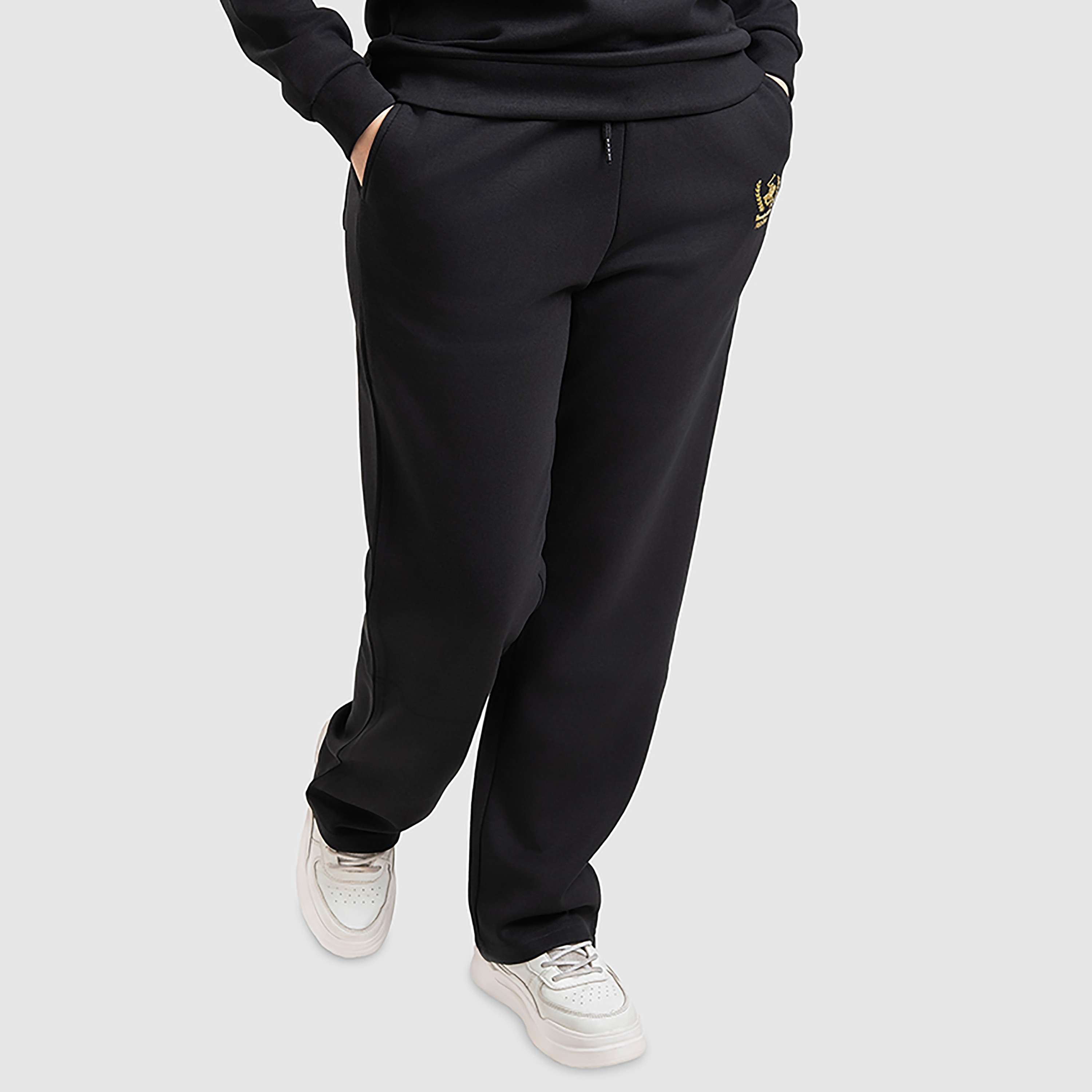 بنطال رياضي نسائي برباط وخصر متوسط الارتفاع مع شعار من بيفرلي هيلز بولو كلوب-women-clothing-bottoms-joggers-image-2