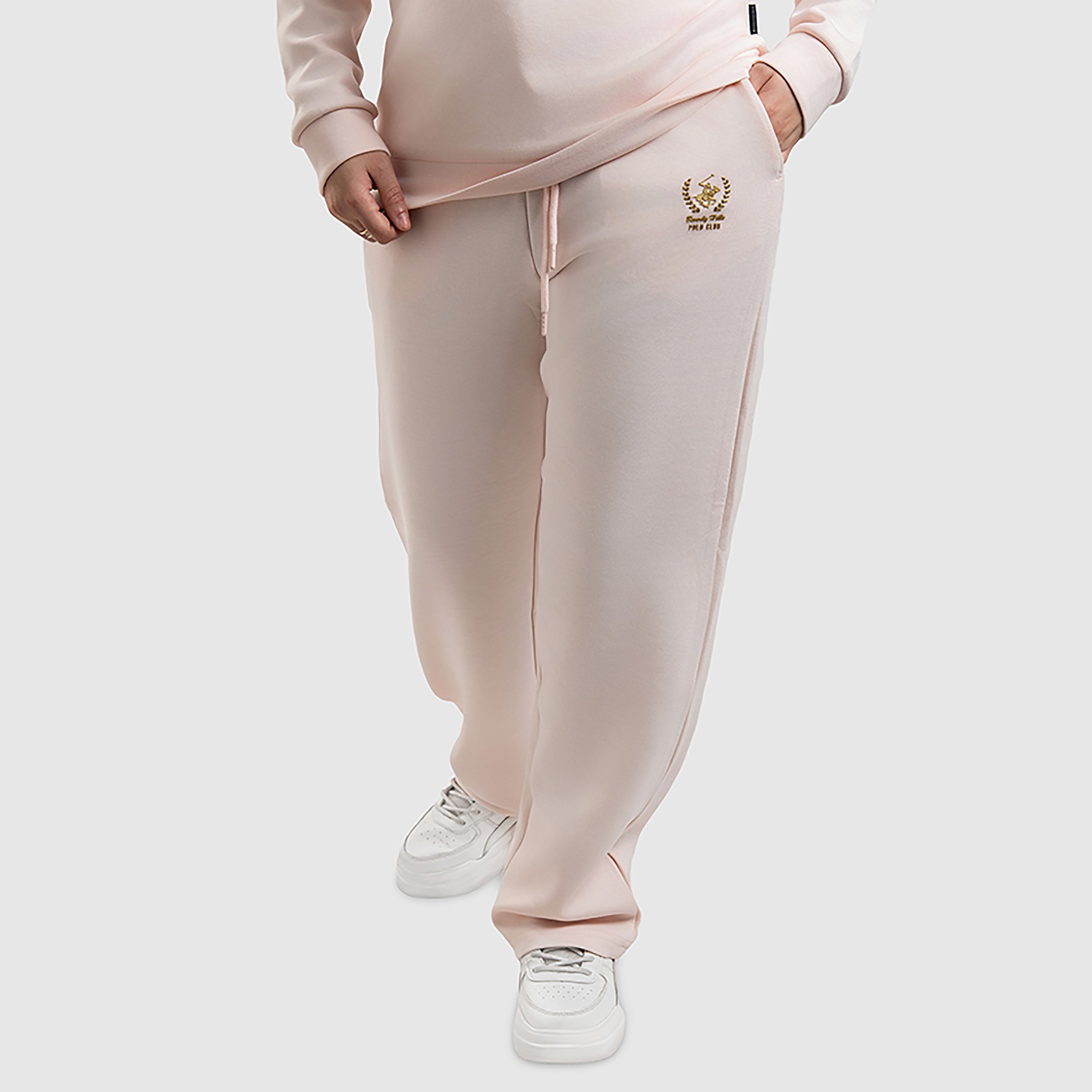 بنطال رياضي نسائي برباط وخصر متوسط الارتفاع مع شعار من بيفرلي هيلز بولو كلوب-women-clothing-bottoms-joggers-image-7