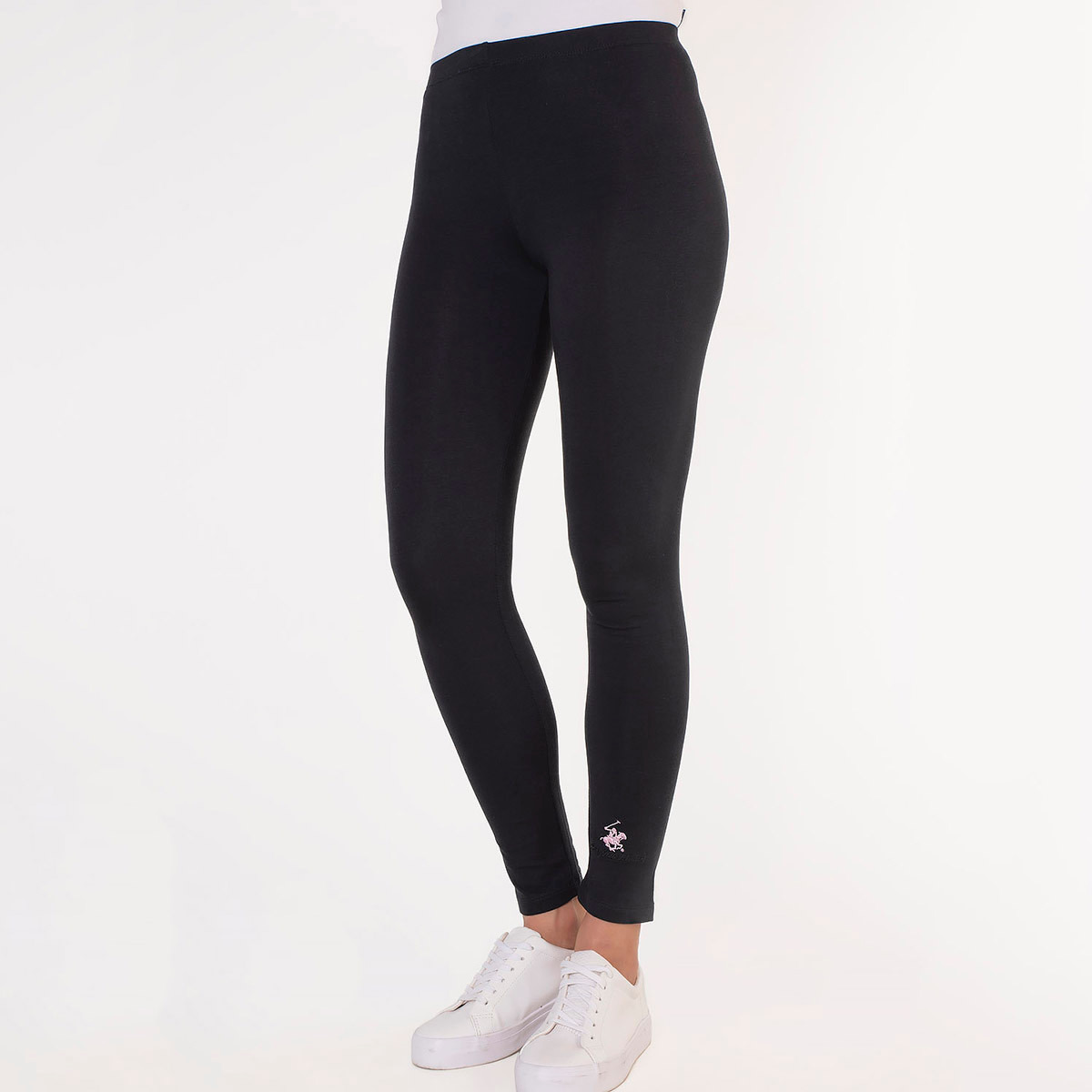 Beverly Hills Polo Club Women Black Solid Elasticated Waist Leggings-women-clothing-bottoms-leggings-image-1