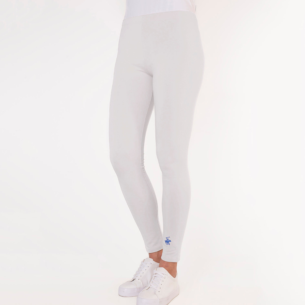 Beverly Hills Polo Club Women White Solid Elasticated Waist Leggings-women-clothing-bottoms-leggings-image-1