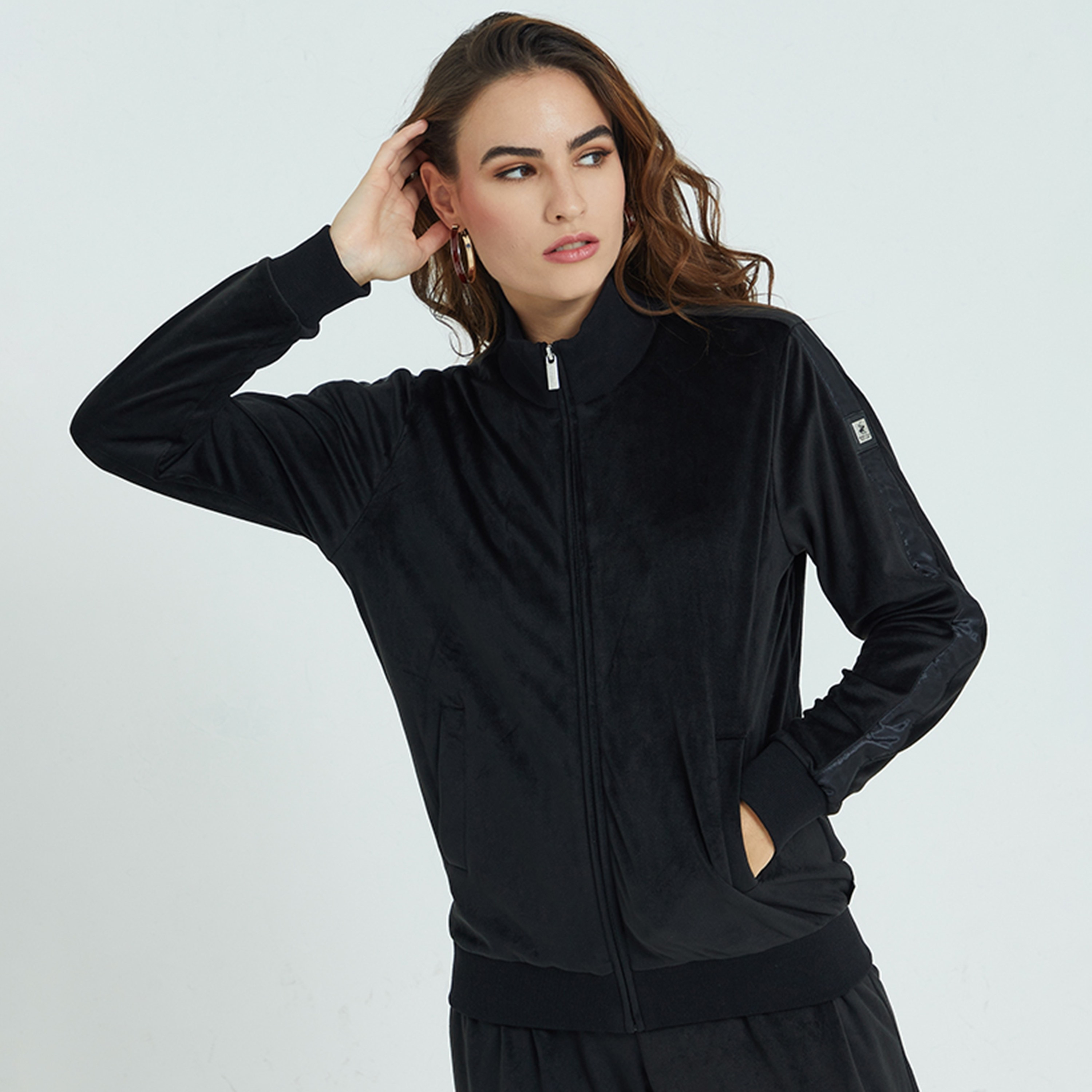 Beverly Hills Polo Club Plain with Stripe Detail High Neck Long Sleeves Women's Sweatshirt-women-clothing-hoodiesandsweatshirts-sweatshirts-image-1